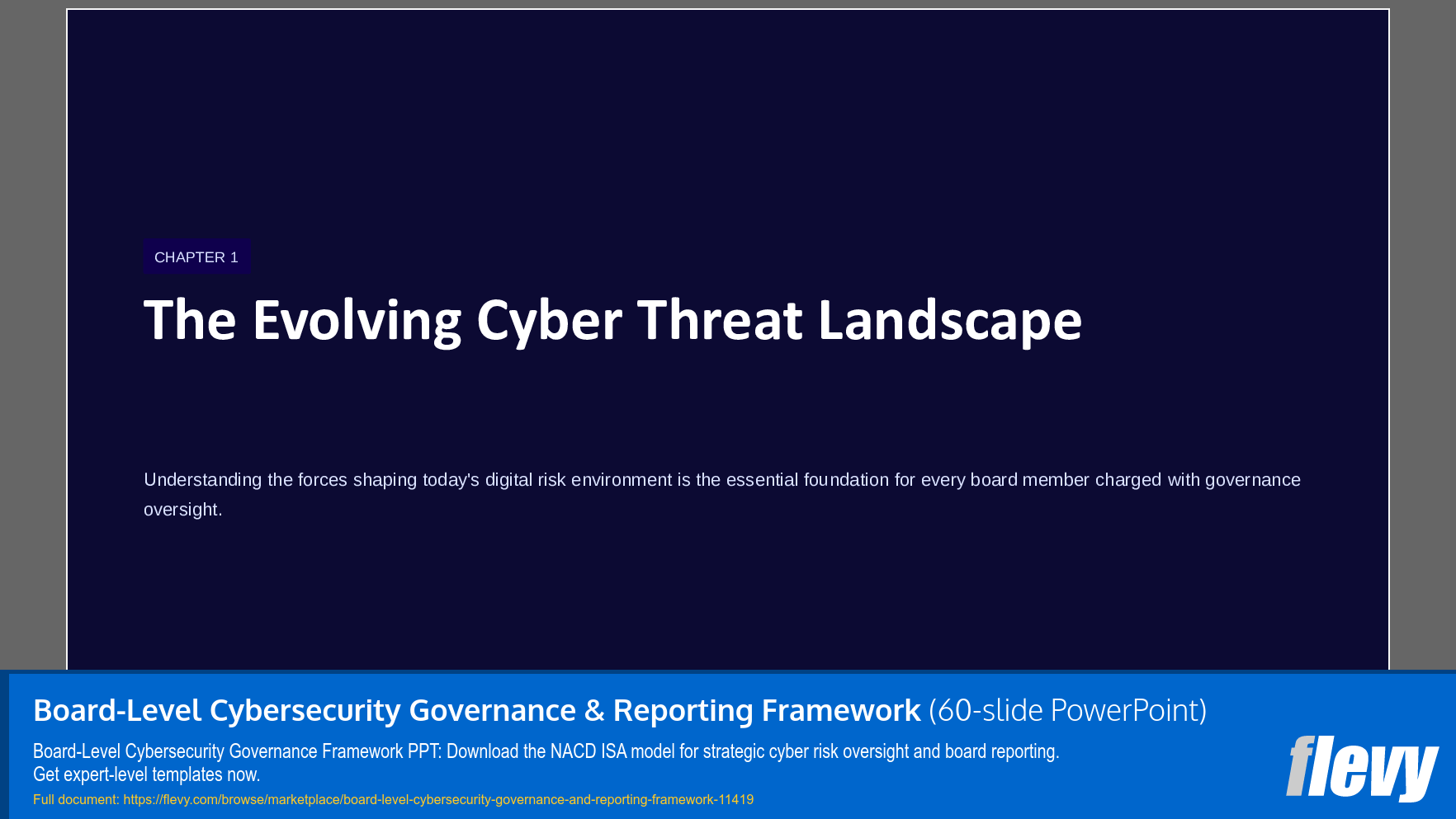 Board-Level Cybersecurity Governance & Reporting Framework (60-slide PPT PowerPoint presentation template (PPTX)) Preview Image