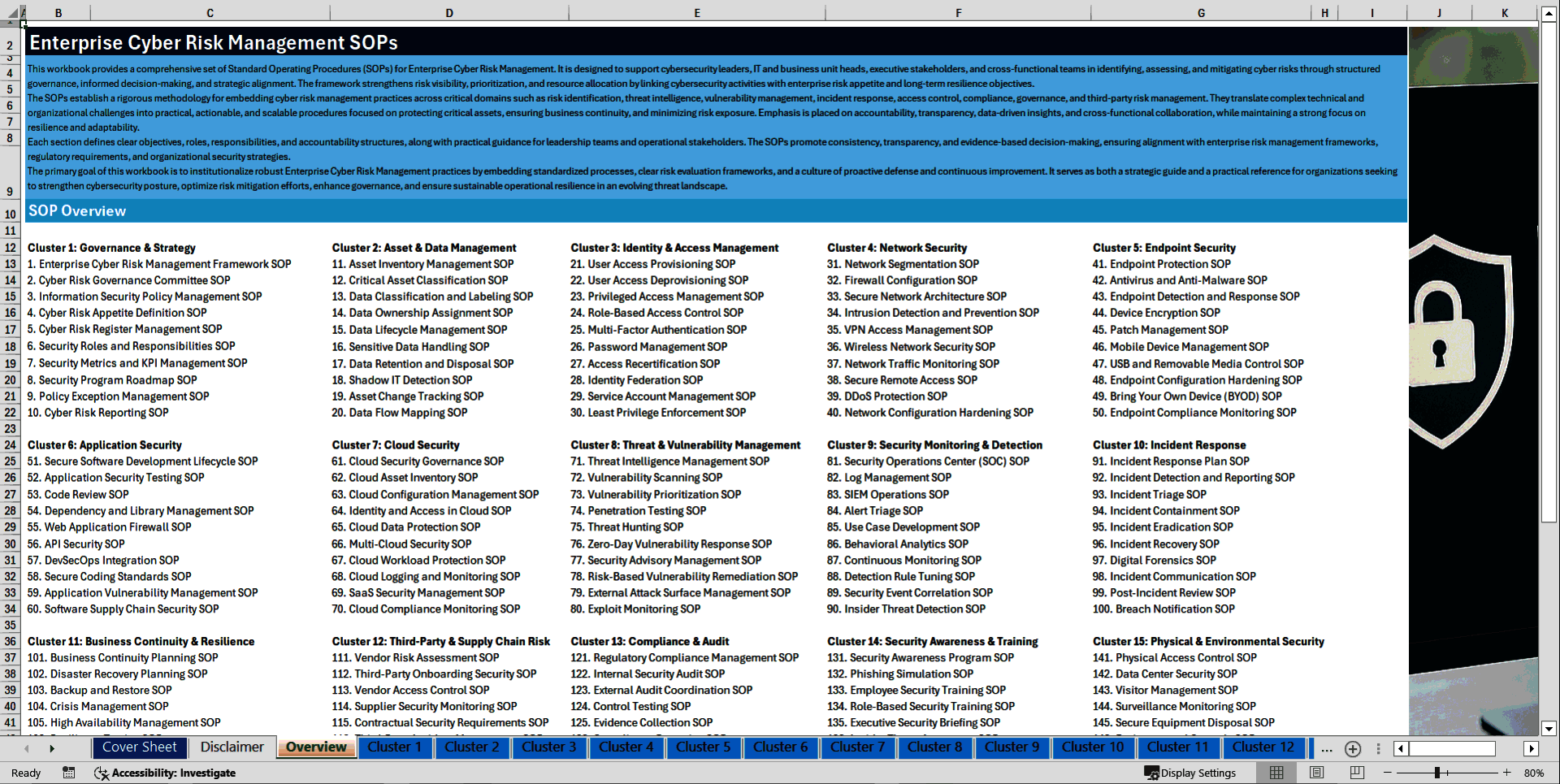 100+ Enterprise Cyber Risk Management SOPs (Excel template (XLSX)) Preview Image