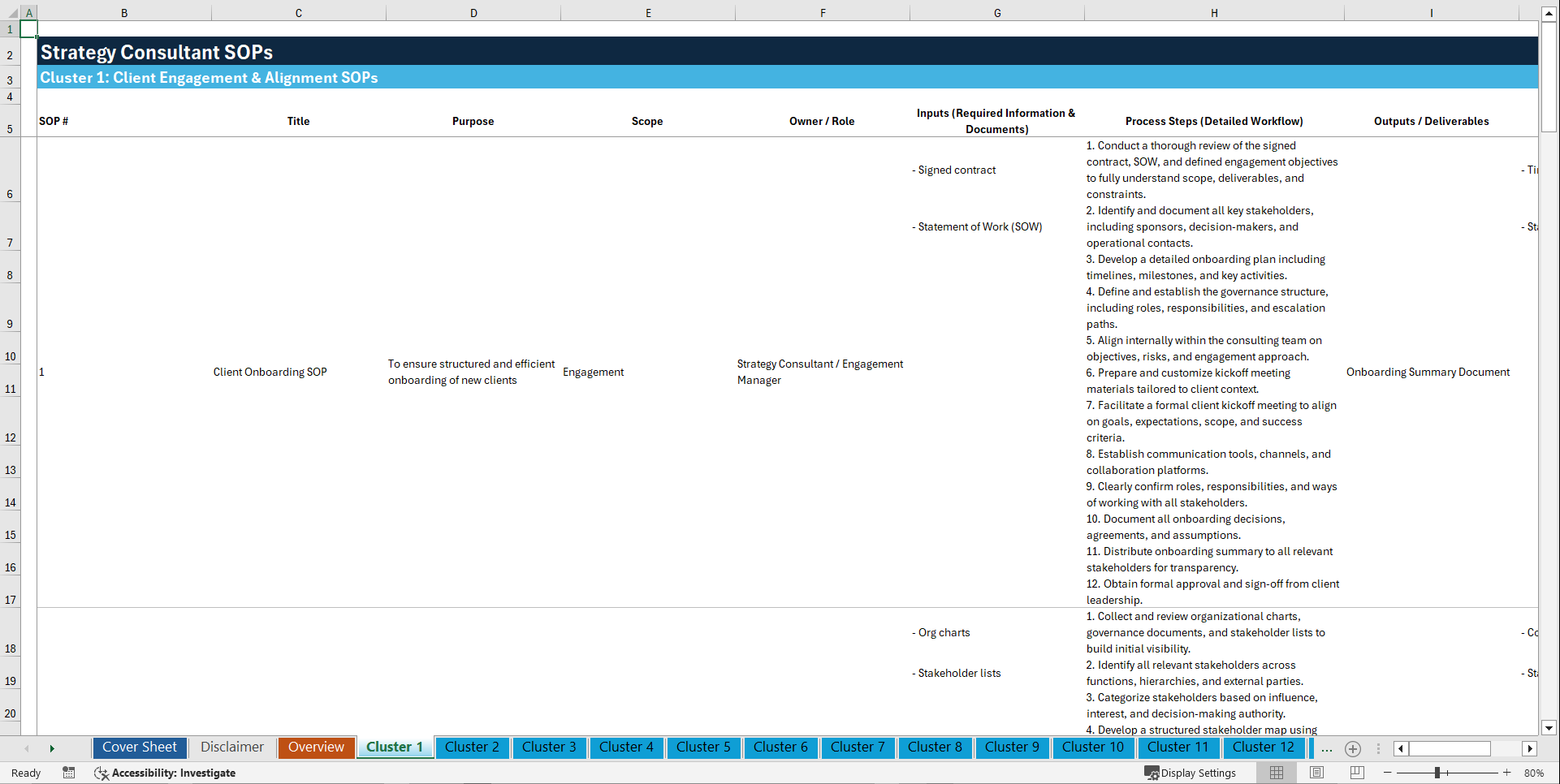 100+ Strategy Consultant SOPs (Excel template (XLSX)) Preview Image
