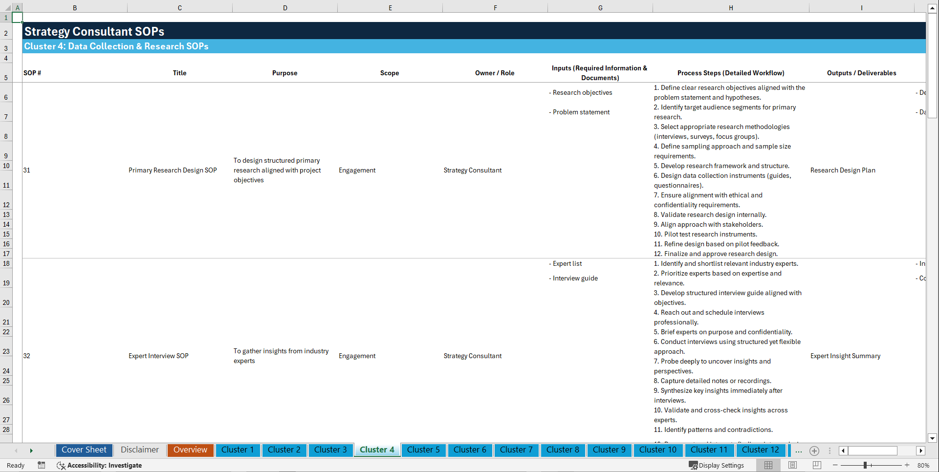 100+ Strategy Consultant SOPs (Excel template (XLSX)) Preview Image