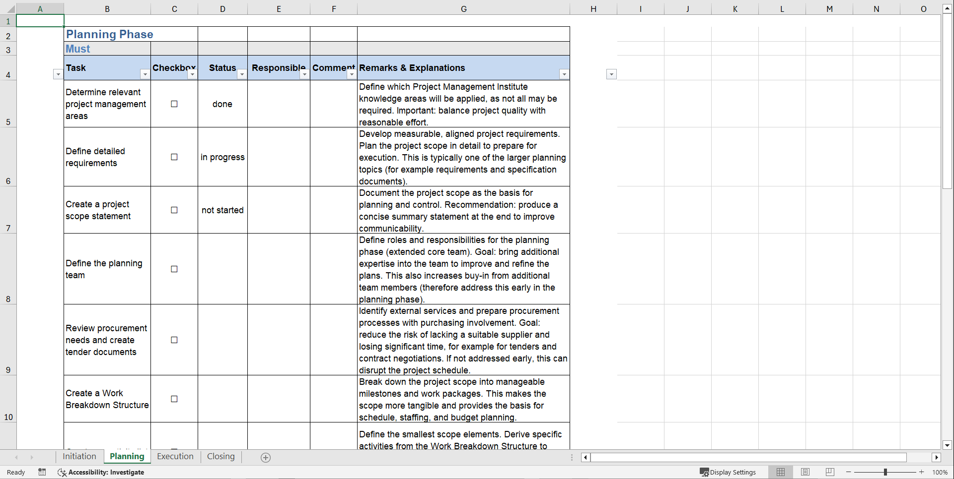 Ultimate Project Lifecycle To Do Checklist (Excel template (XLSX)) Preview Image