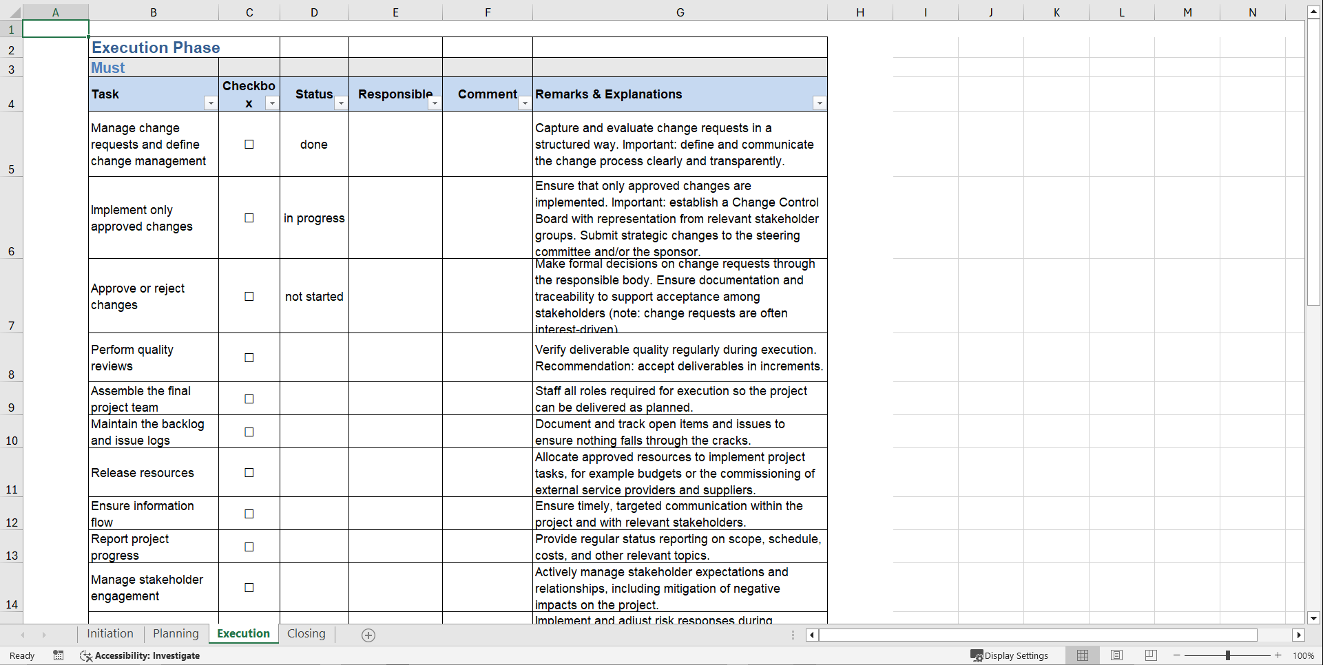 Ultimate Project Lifecycle To Do Checklist (Excel template (XLSX)) Preview Image