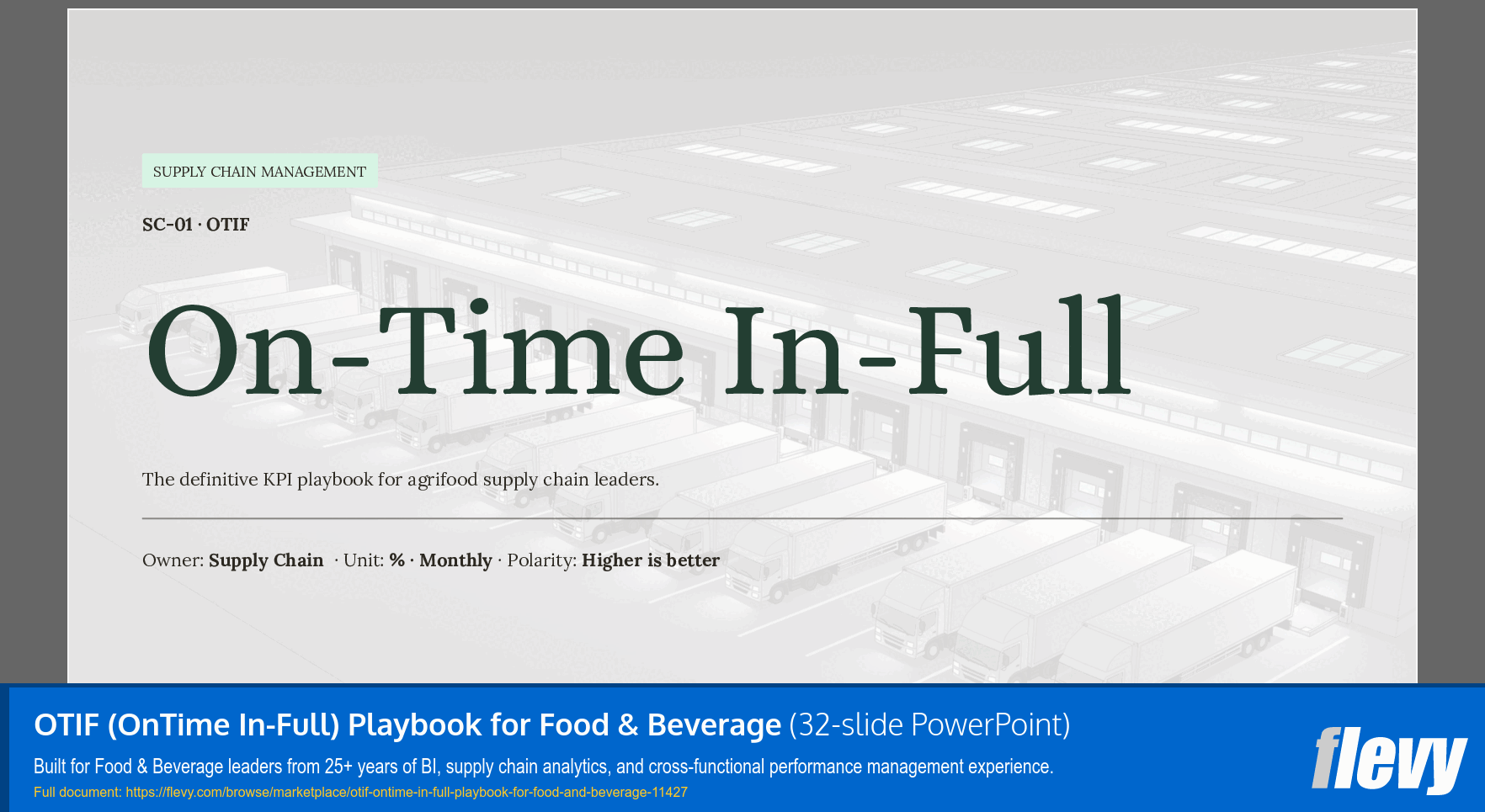 OTIF (OnTime In-Full) Playbook for Food & Beverage (32-slide PPT PowerPoint presentation template (PPTX)) Preview Image