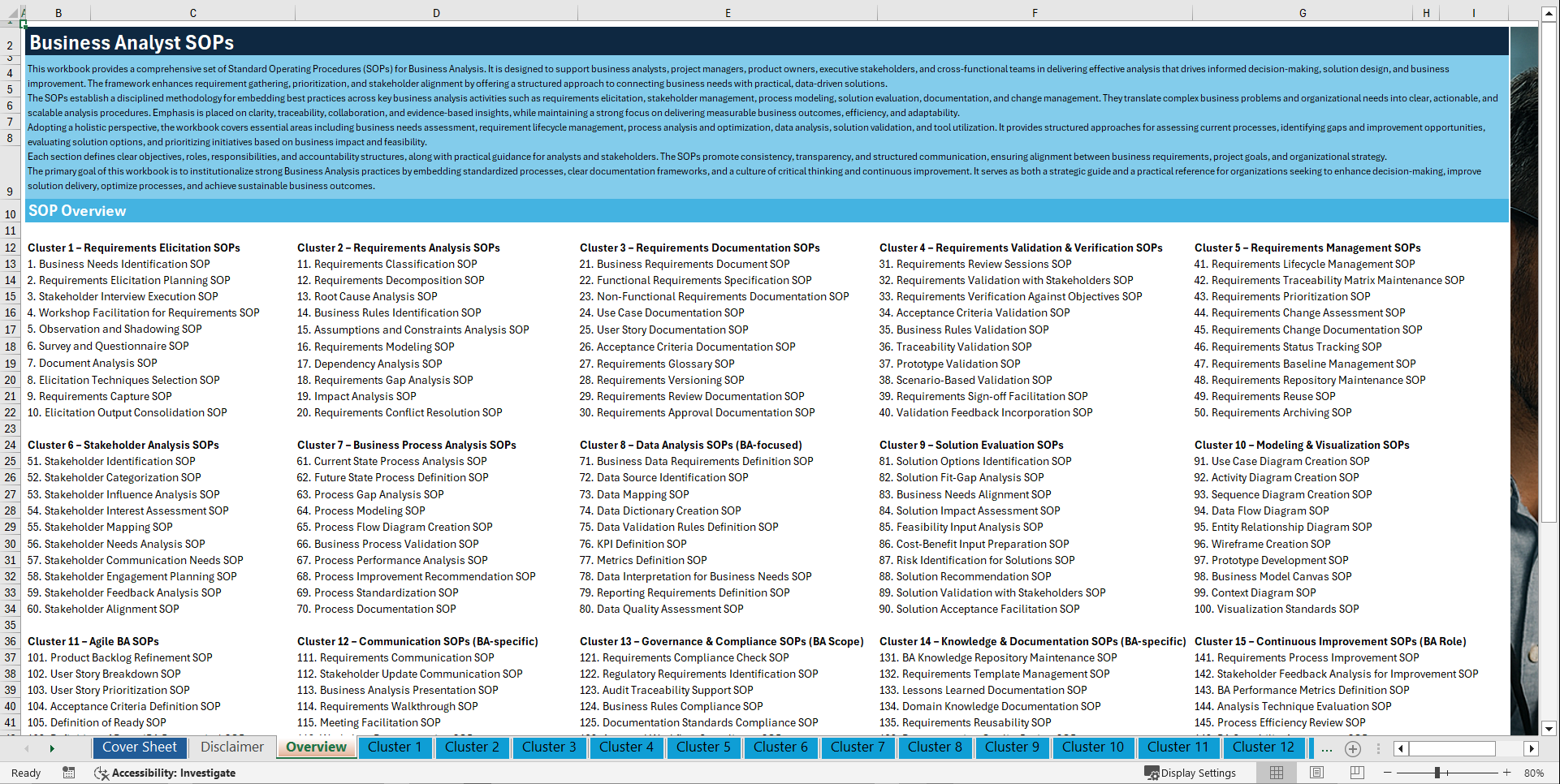 100+ Business Analyst SOPs (Excel template (XLSX)) Preview Image
