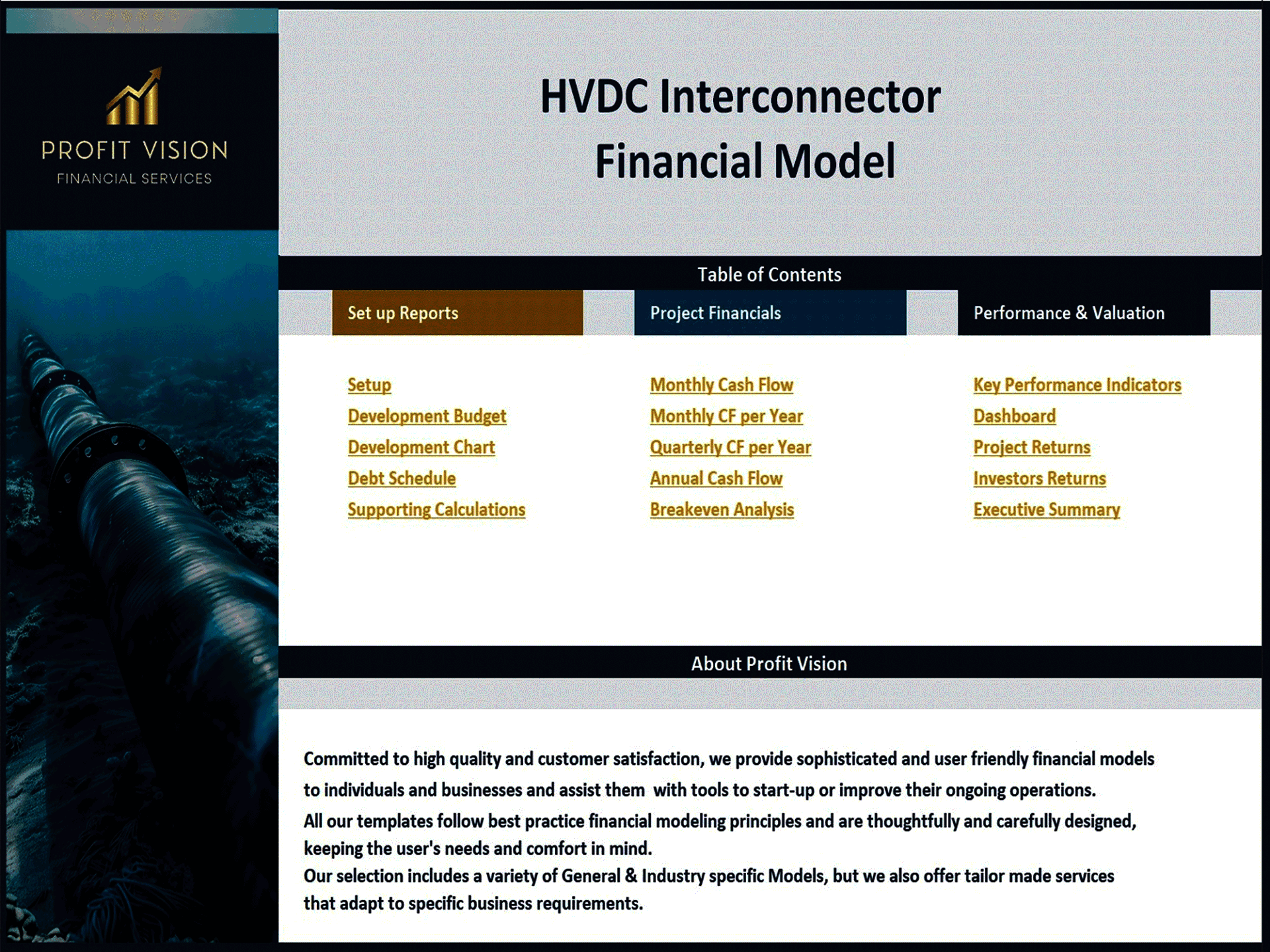 Subsea HVDC Interconnector - 30 Year Financial Model (Excel template (XLSX)) Preview Image