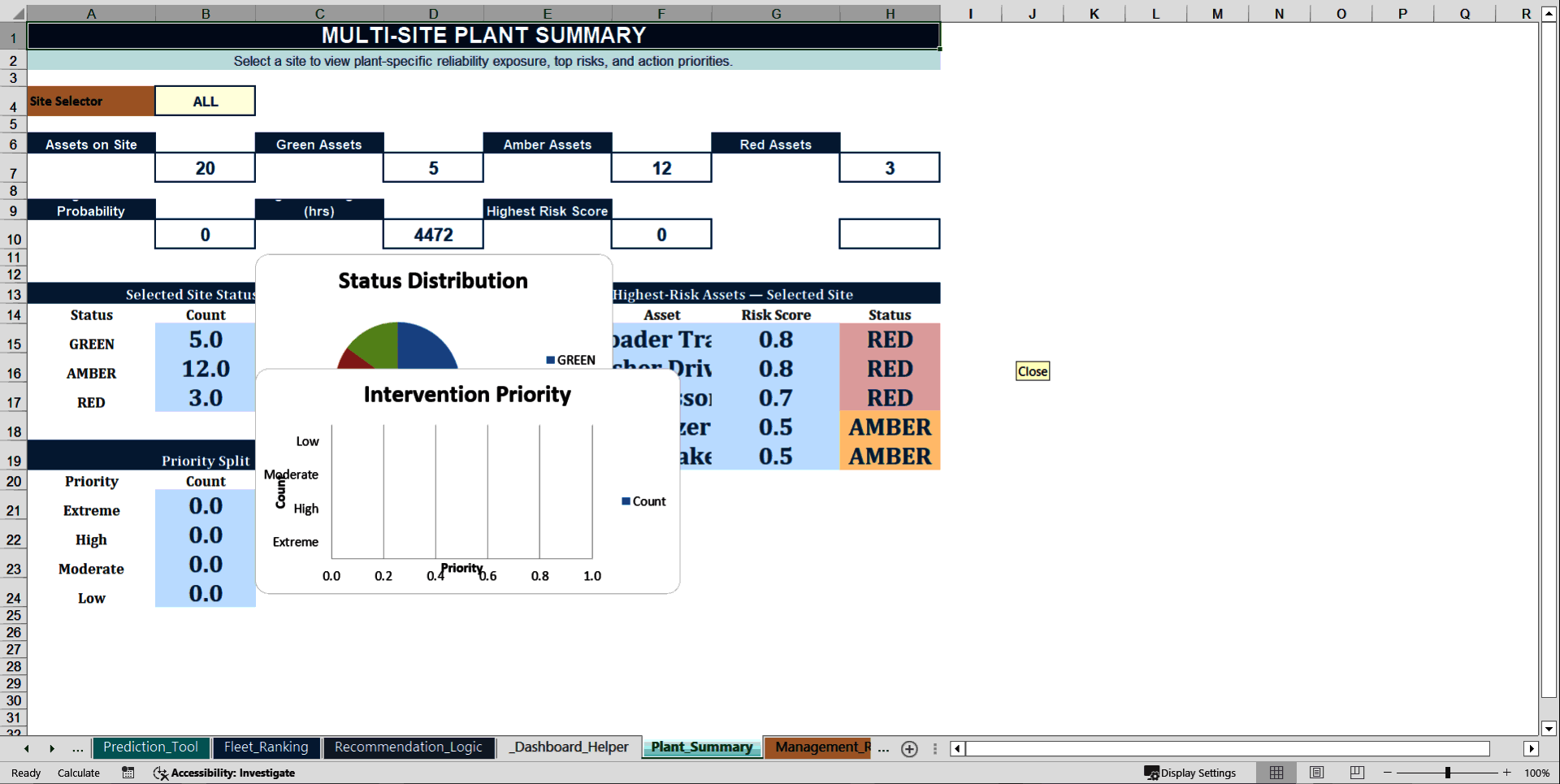 Reliability Intelligence Systems V8 Enterprise (Excel template (XLSX)) Preview Image