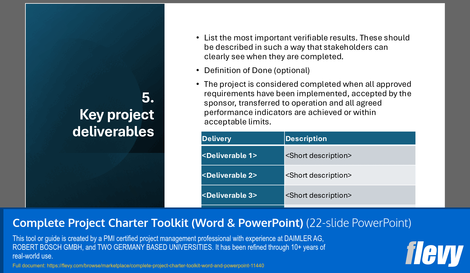 Complete Project Charter Toolkit (Word & PowerPoint) (22-slide PPT PowerPoint presentation template (PPTX)) Preview Image