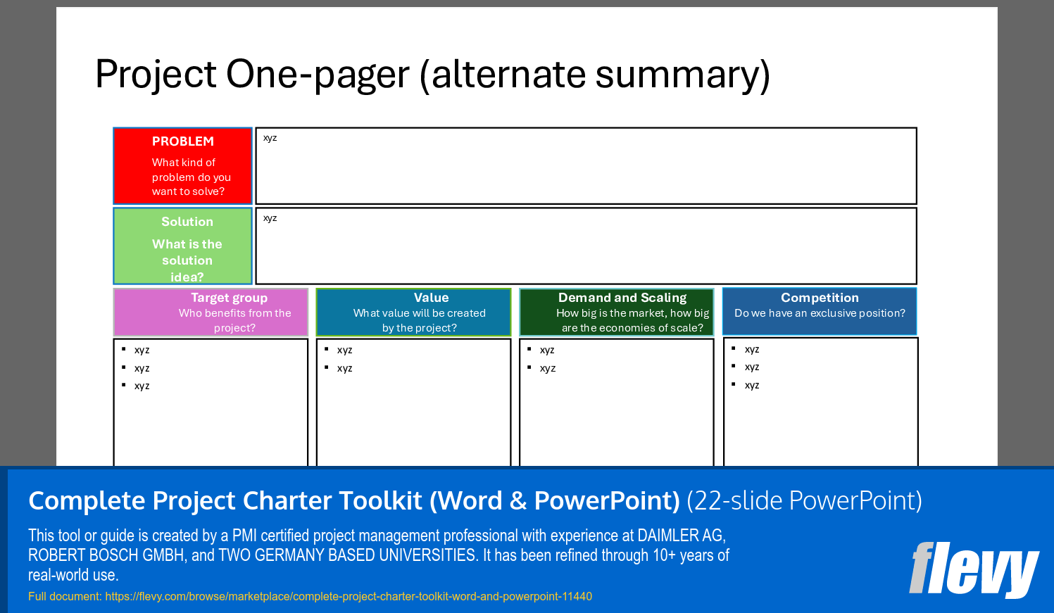 Complete Project Charter Toolkit (Word & PowerPoint) (22-slide PPT PowerPoint presentation template (PPTX)) Preview Image