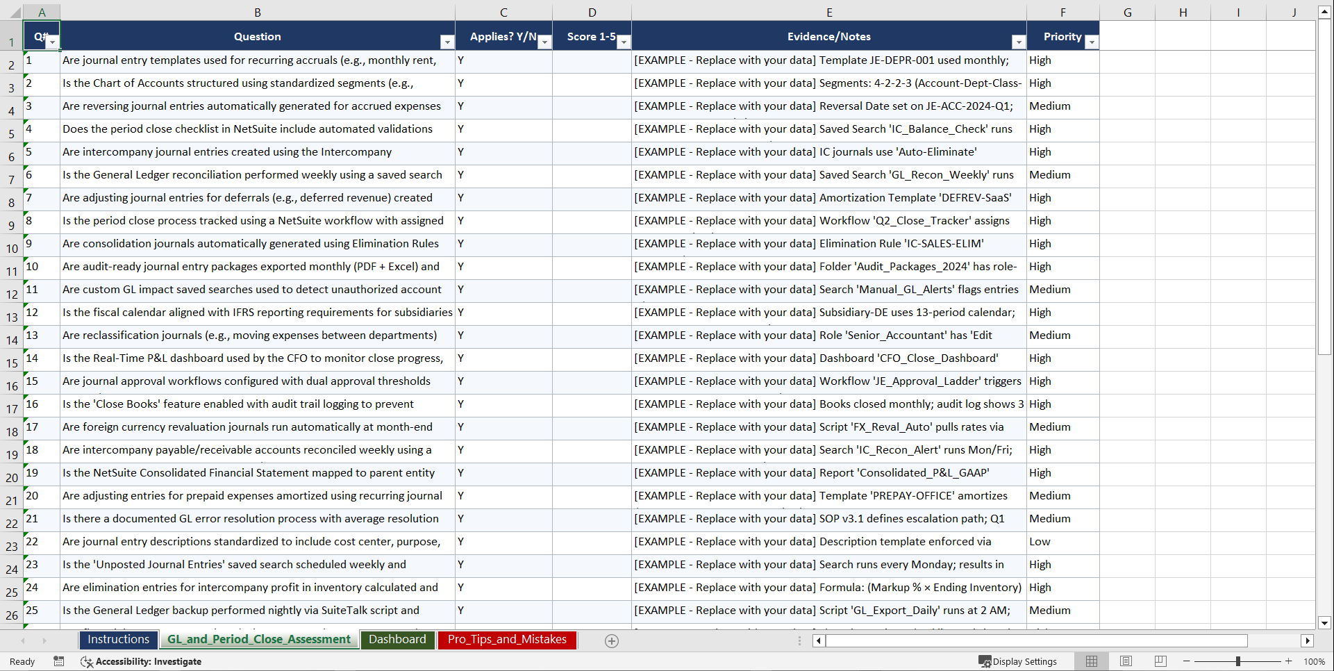 Mastering NetSuite for Financial Leaders Playbook (Excel template (XLSX)) Preview Image