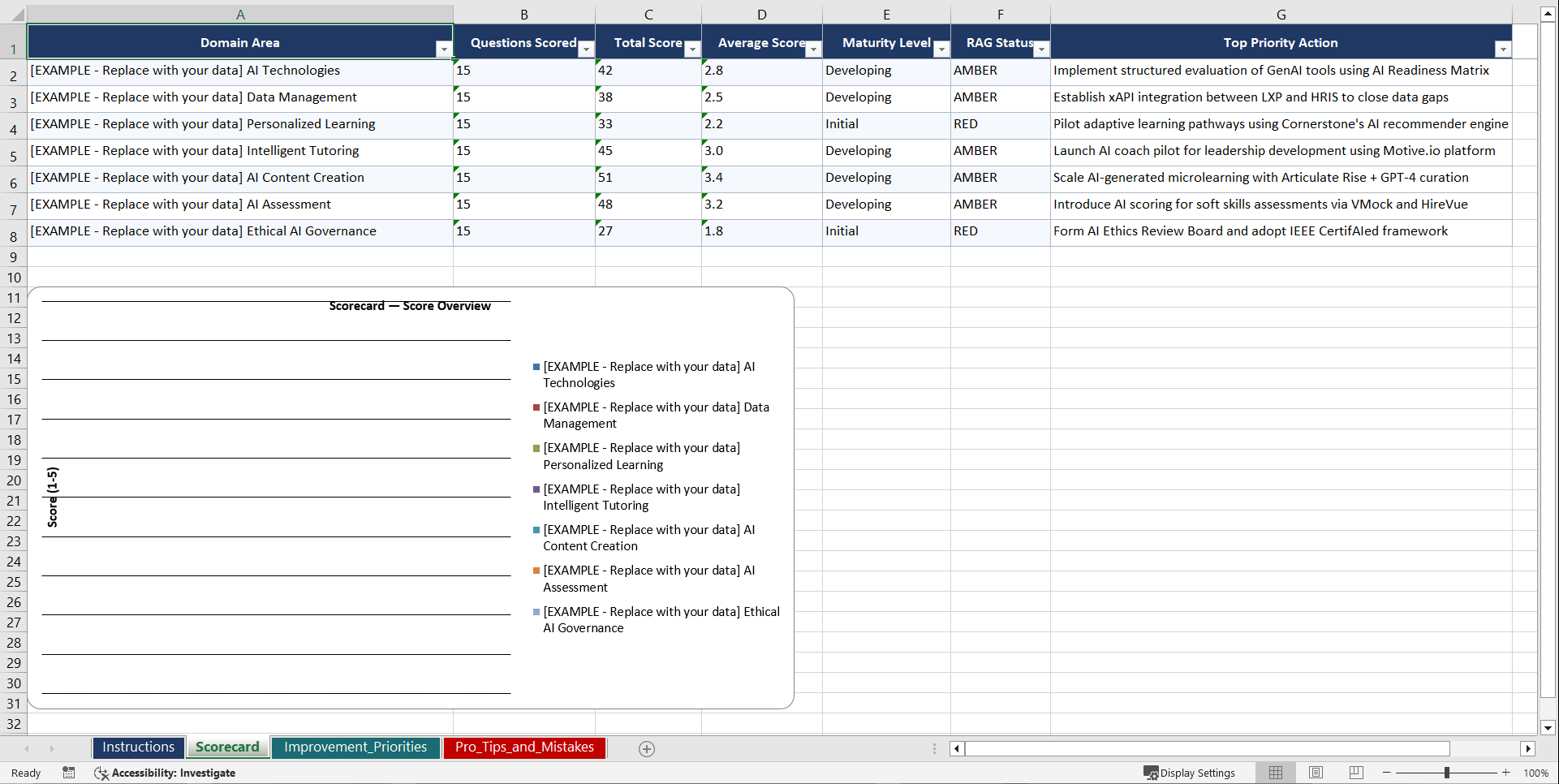 AI for Learning and Development Playbook (Excel template (XLSX)) Preview Image