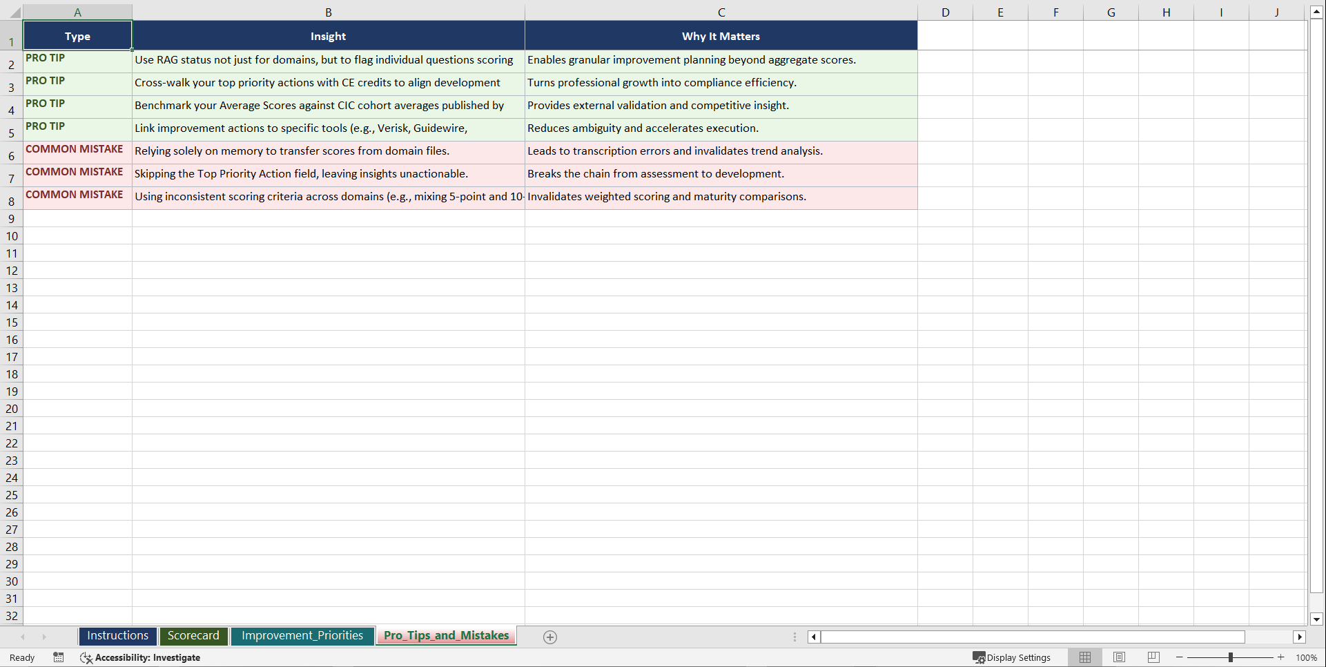 Certified Insurance Counselor Playbook (Excel template (XLSX)) Preview Image