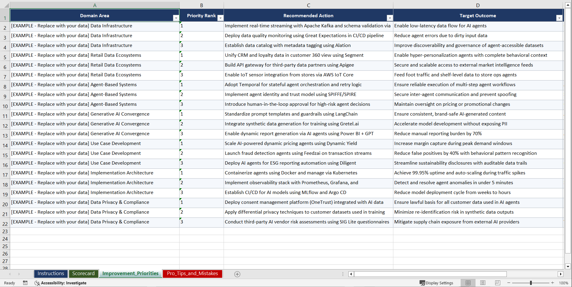 Generative AI Data Agent Integration for Retail Playbook (Excel template (XLSX)) Preview Image