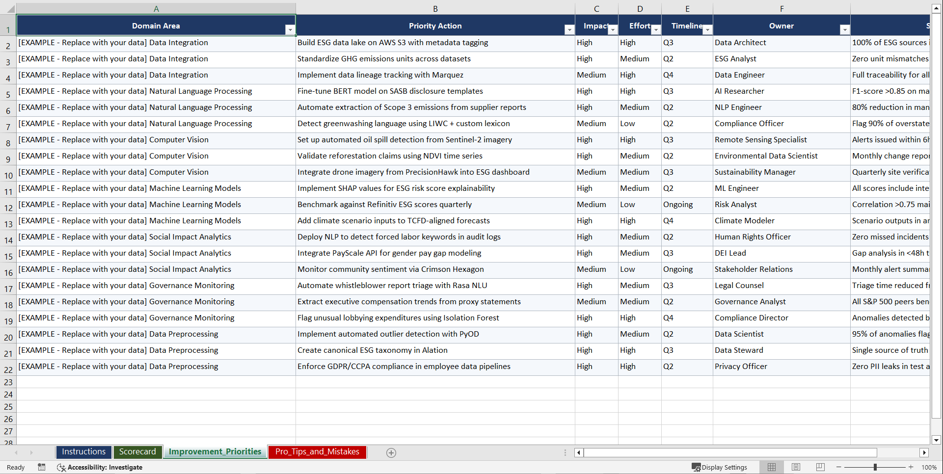 AI for ESG Data Collection Playbook (Excel template (XLSX)) Preview Image
