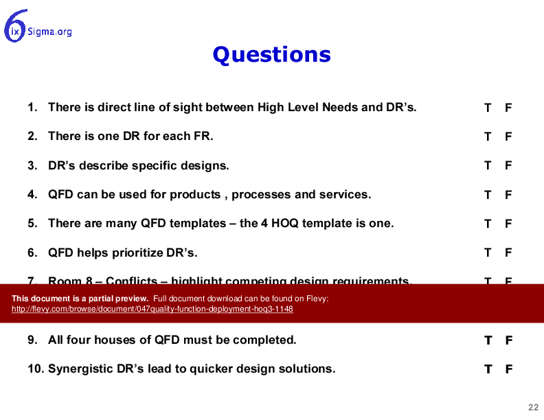 047_Quality Function Deployment (HOQ3) (22-slide PPT PowerPoint presentation (PPT)) Preview Image