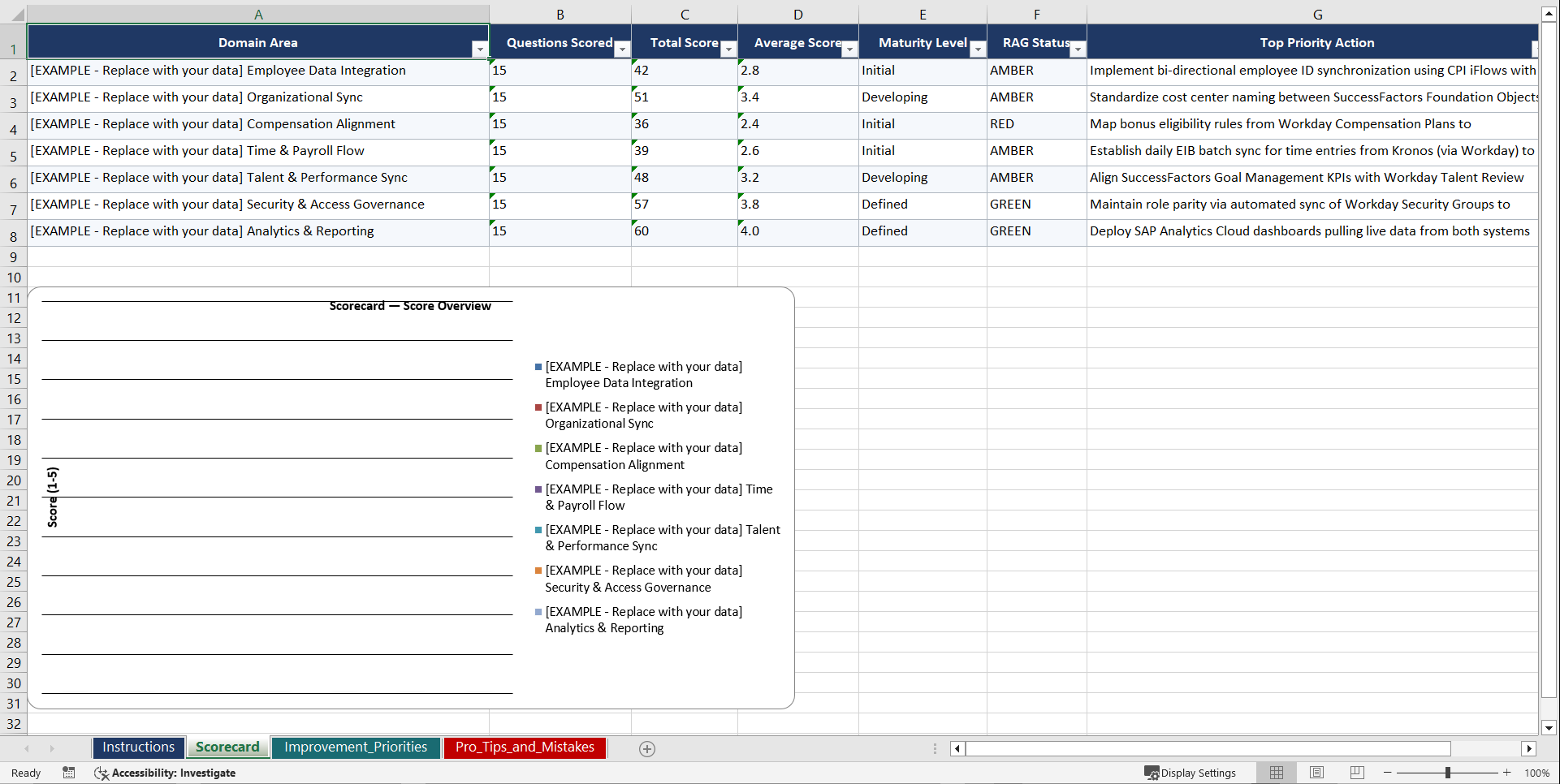 SAP SuccessFactors Workday SIRH Integration Playbook (Excel template (XLSX)) Preview Image