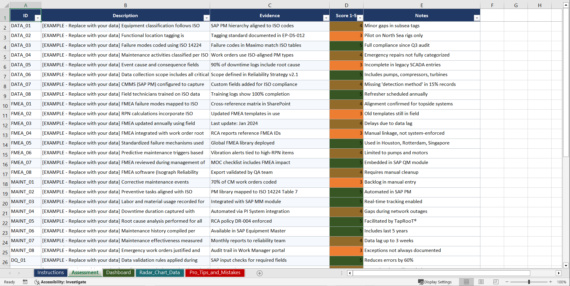 Mastering ISO 14224 Playbook (Excel template (XLSX)) Preview Image