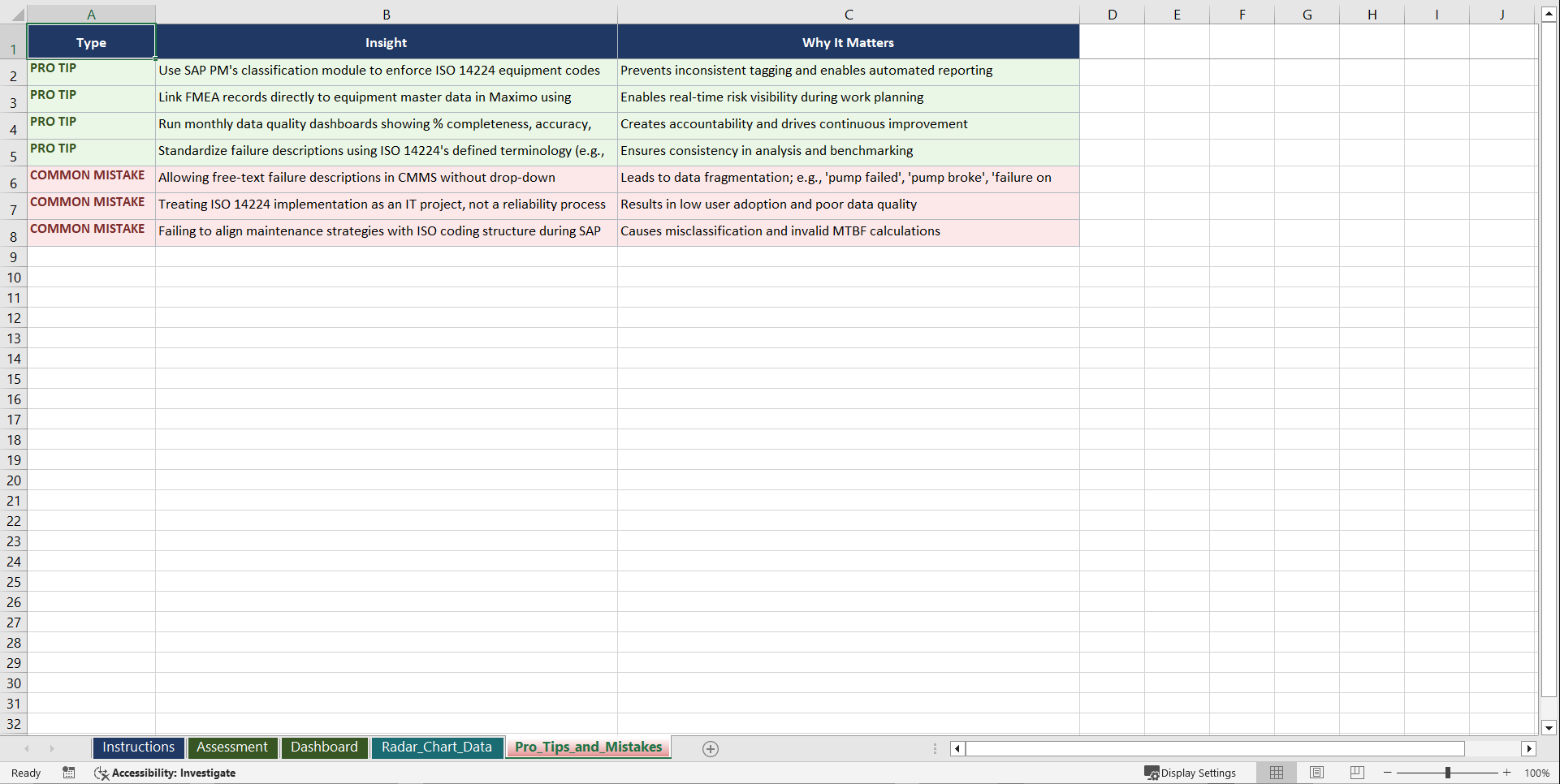 Mastering ISO 14224 Playbook (Excel template (XLSX)) Preview Image