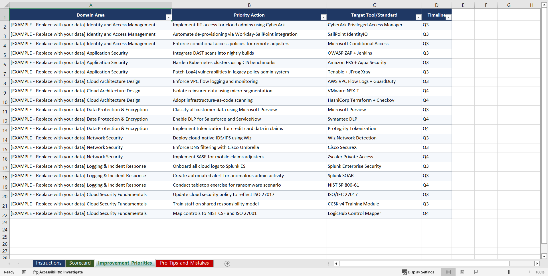 CCSK-Aligned Cloud Security Risk for Global Playbook (Excel template (XLSX)) Preview Image