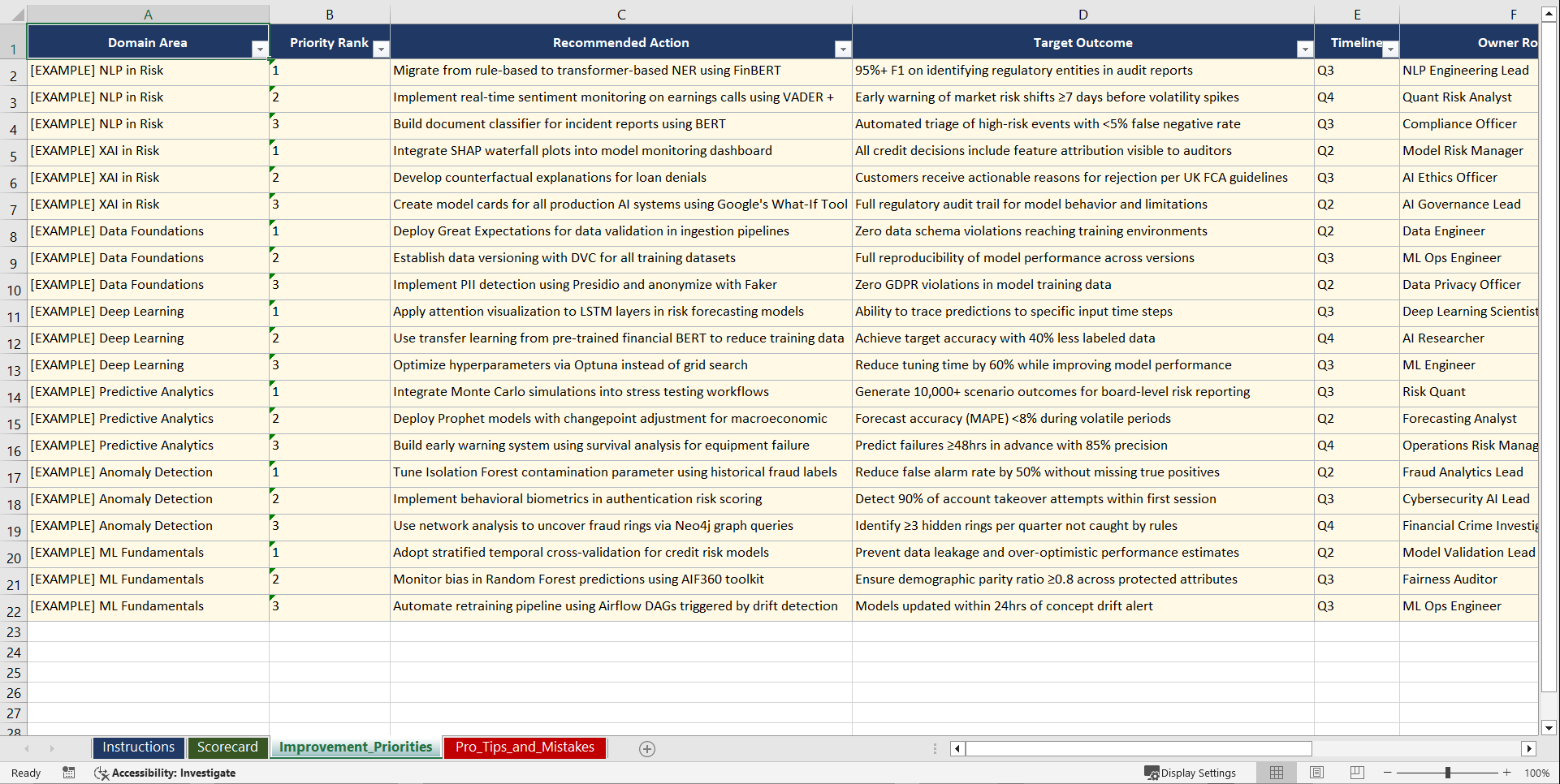AI for Risk Assessment Playbook (Excel template (XLSX)) Preview Image