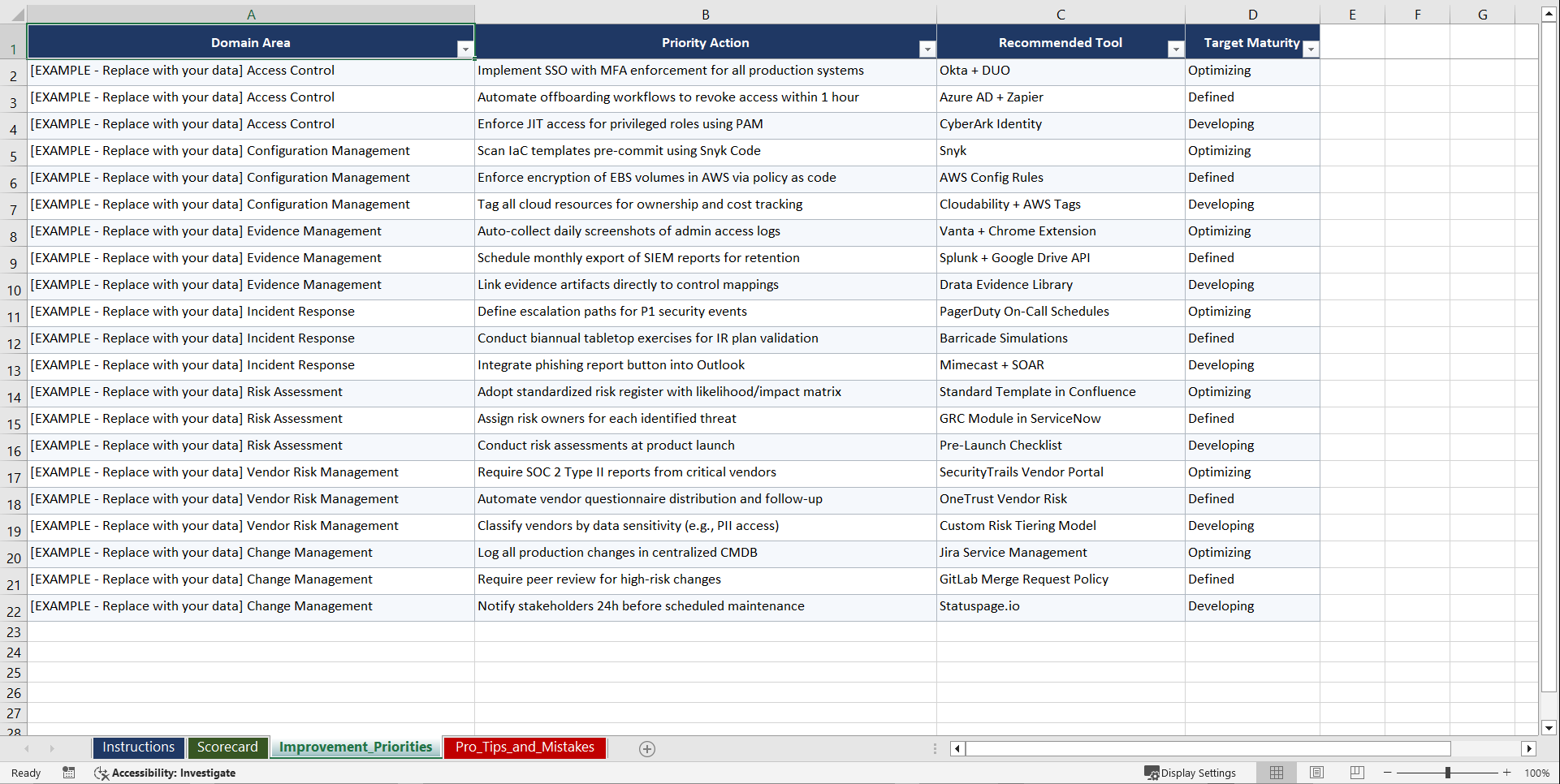SOC 2 & ISO 27001 Security Questionnaire Automation Playbook (Excel template (XLSX)) Preview Image