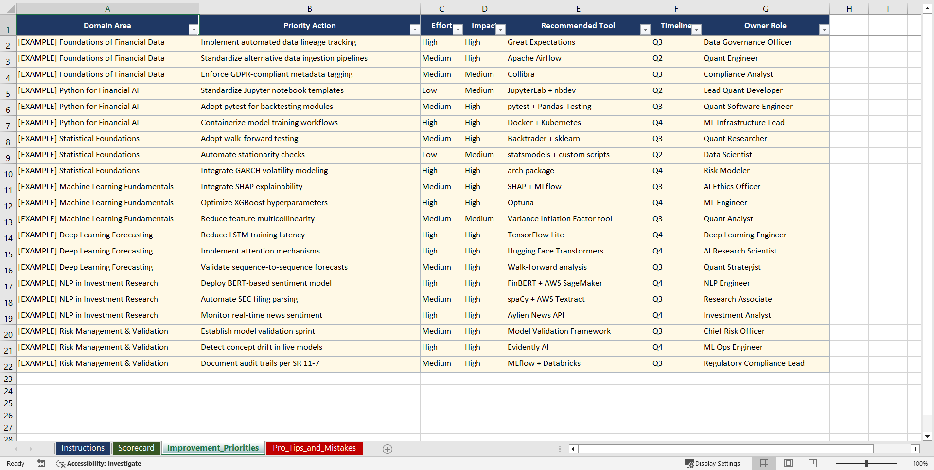 AI for Investment Analysis Playbook (Excel template (XLSX)) Preview Image