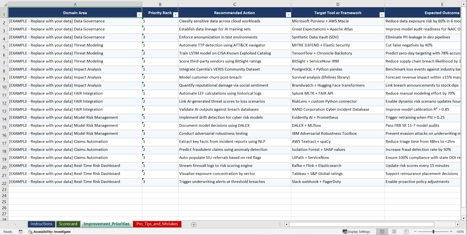AI-Driven Cyber Risk Quantification for Cyber Playbook (Excel template (XLSX)) Preview Image