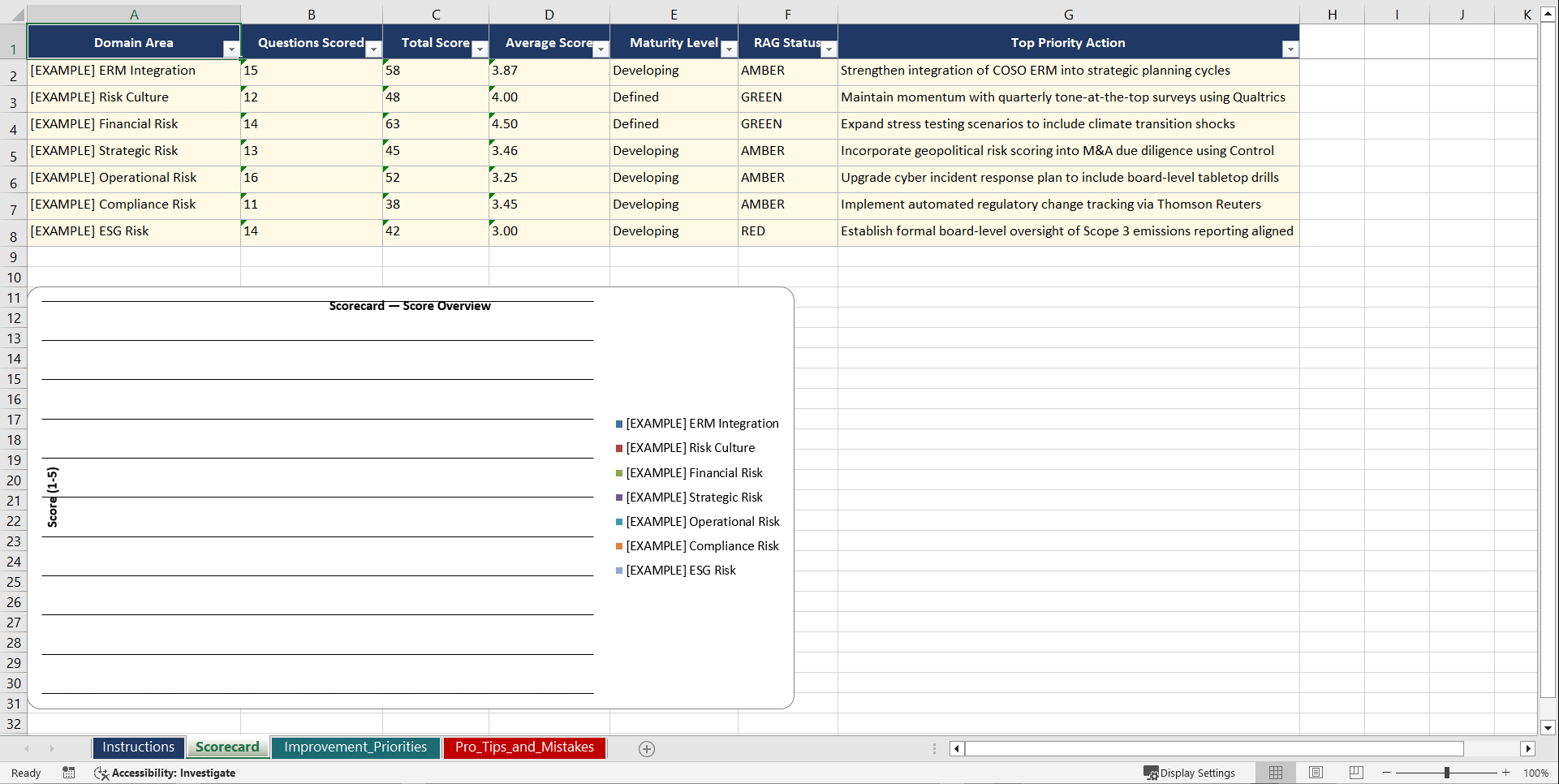Board Risk Oversight Playbook (Excel template (XLSX)) Preview Image