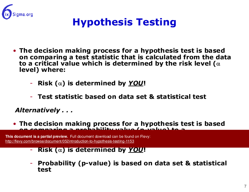 052_Introduction to Hypothesis Testing (36-slide PPT PowerPoint presentation (PPT)) Preview Image