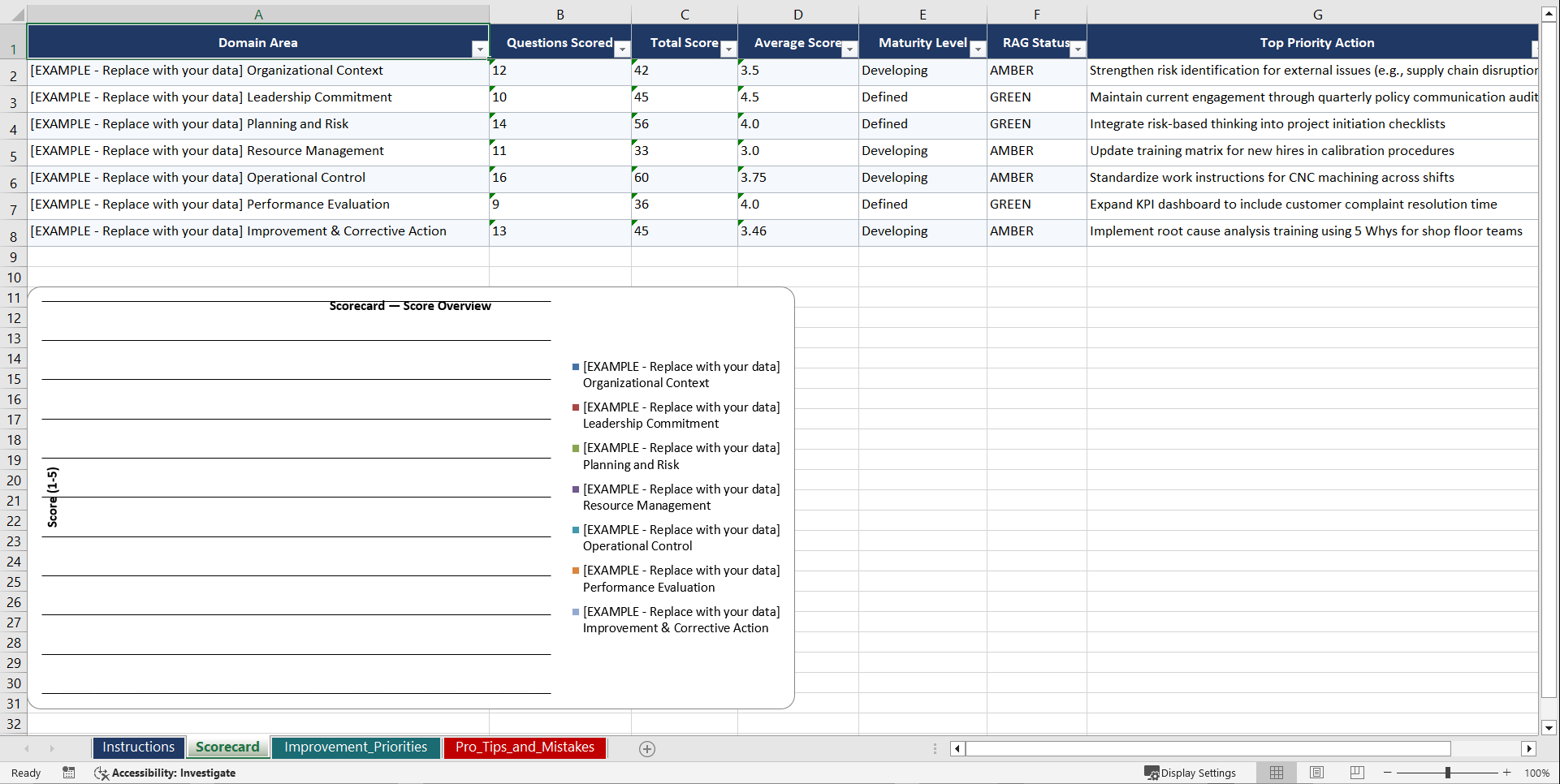 ISO 9001 Quality Management System Playbook (Excel template (XLSX)) Preview Image