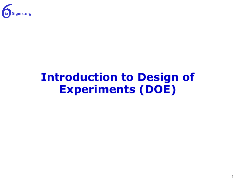 064_Introduction to Design of Experiments (DOE) (21-slide PPT PowerPoint presentation (PPTX)) Preview Image