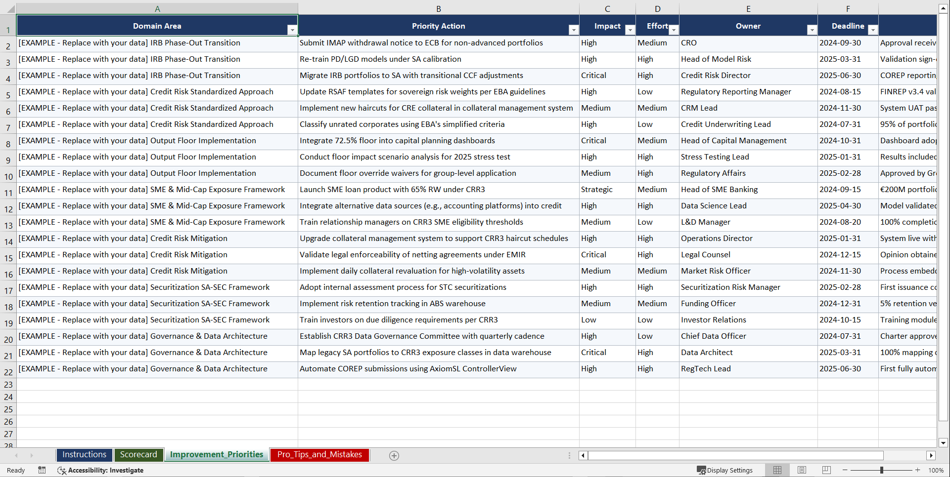CRR3 EBA Credit Risk Simplification for Chief Risk Playbook (Excel template (XLSX)) Preview Image