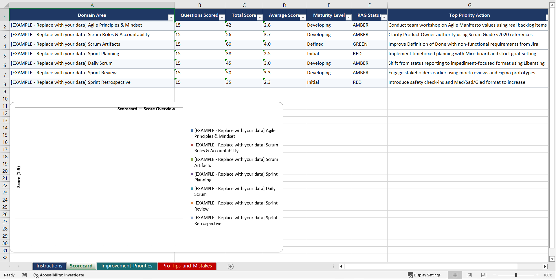 Certified Scrum Master Prep Playbook (Excel template (XLSX)) Preview Image