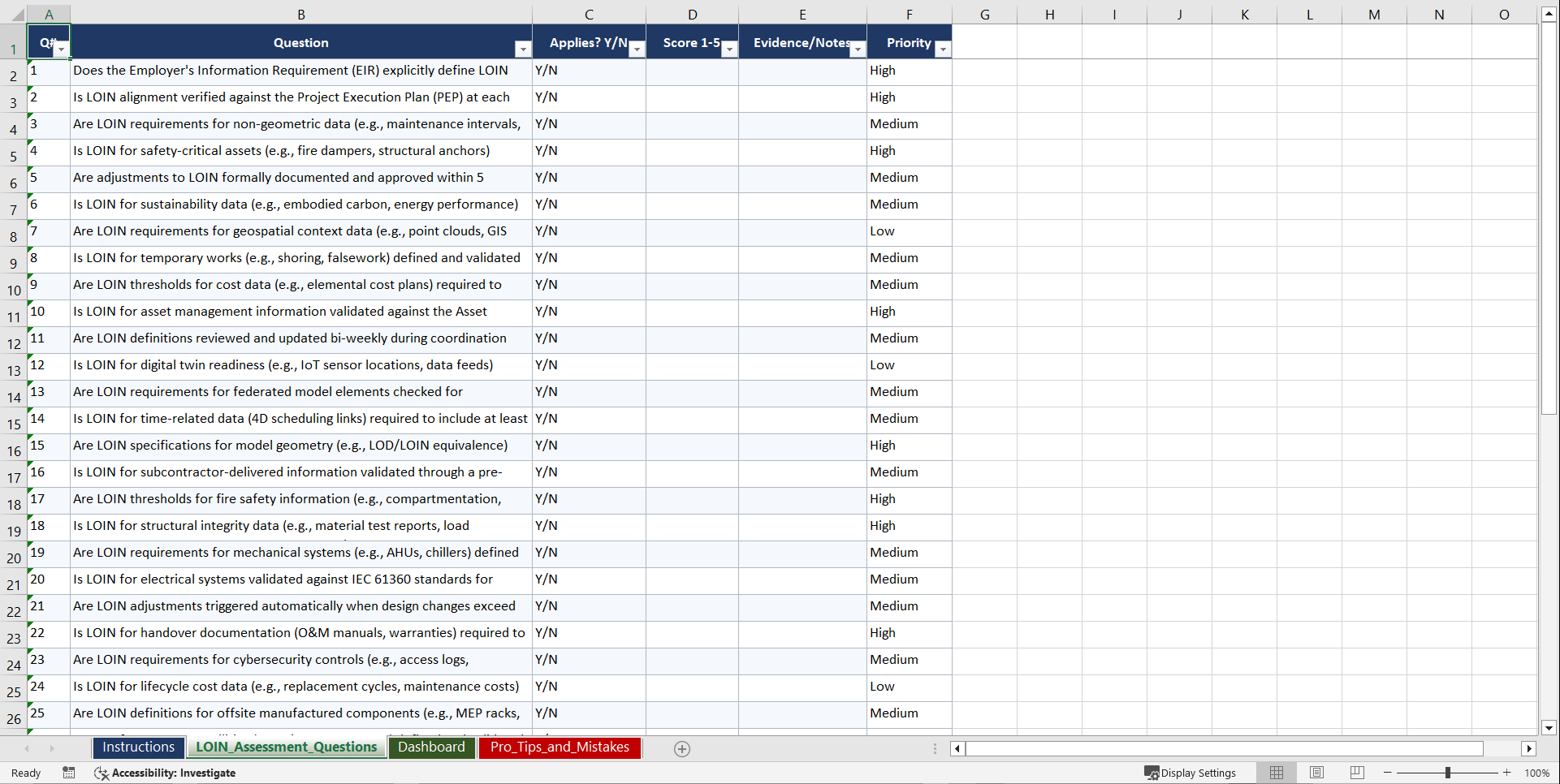 ISO 19650 Playbook (Excel template (XLSX)) Preview Image