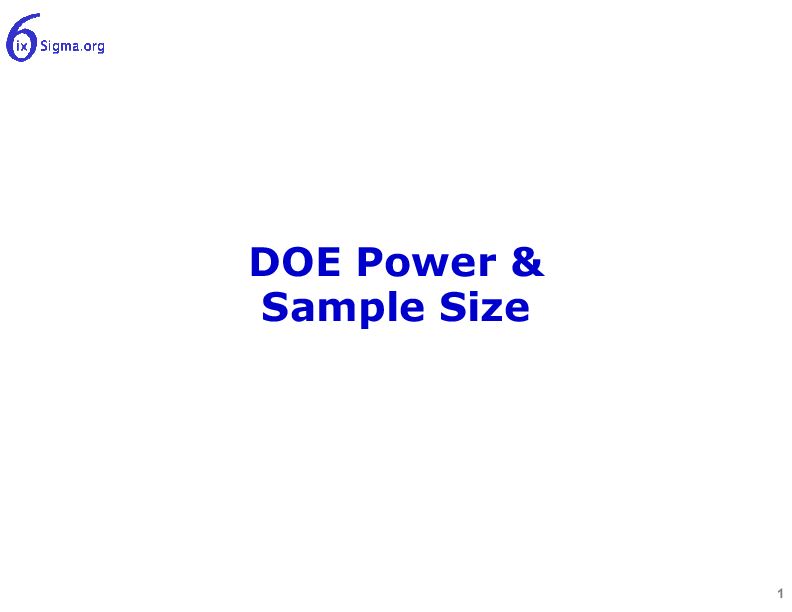 070_DOE Power and Sample Size (18-slide PPT PowerPoint presentation (PPT)) Preview Image