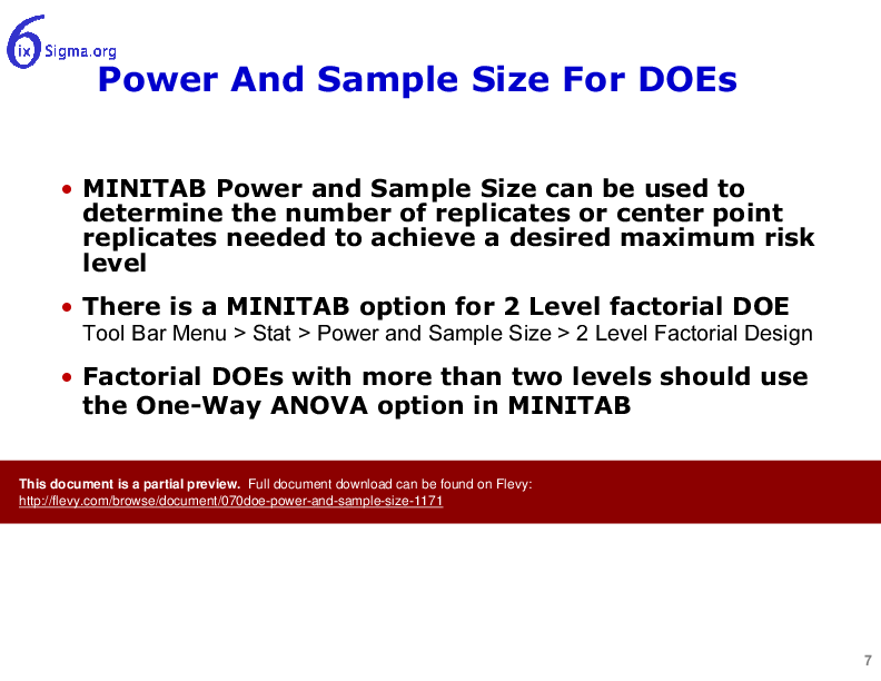 070_DOE Power and Sample Size (18-slide PPT PowerPoint presentation (PPT)) Preview Image