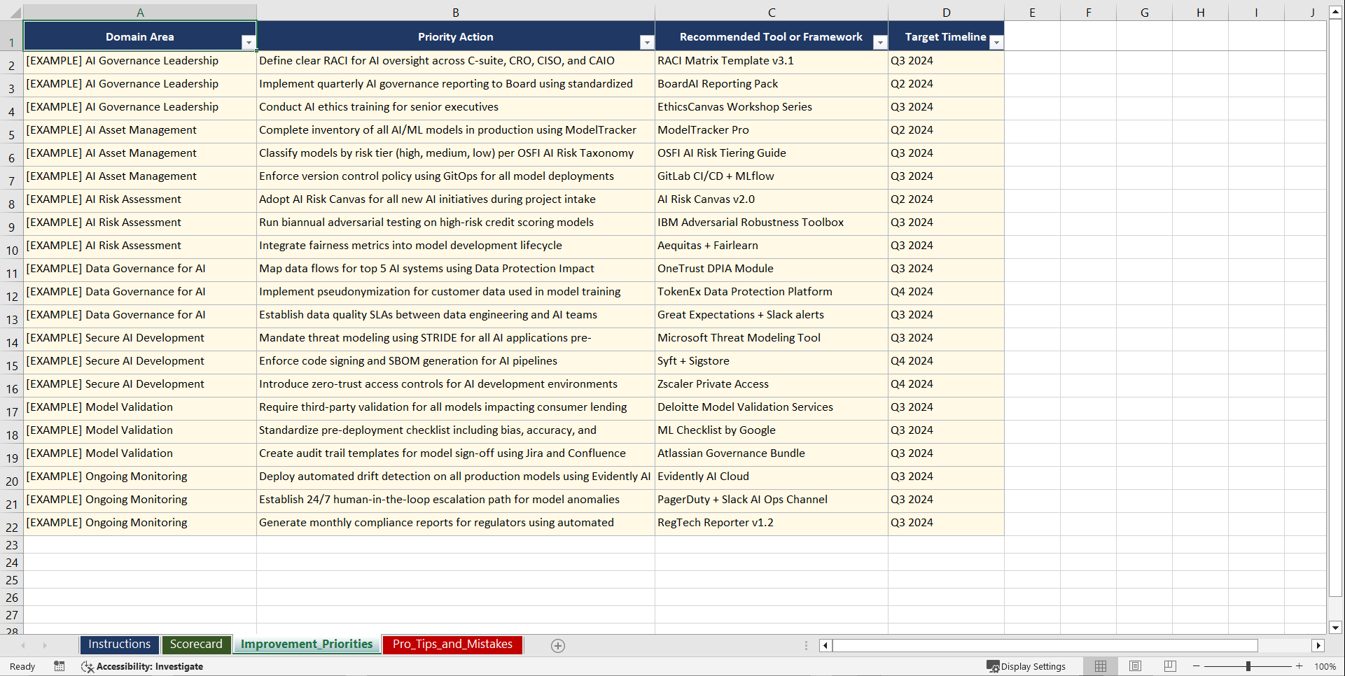 ISOIEC 42001 AI Governance for Sovereign Financial Playbook (Excel template (XLSX)) Preview Image