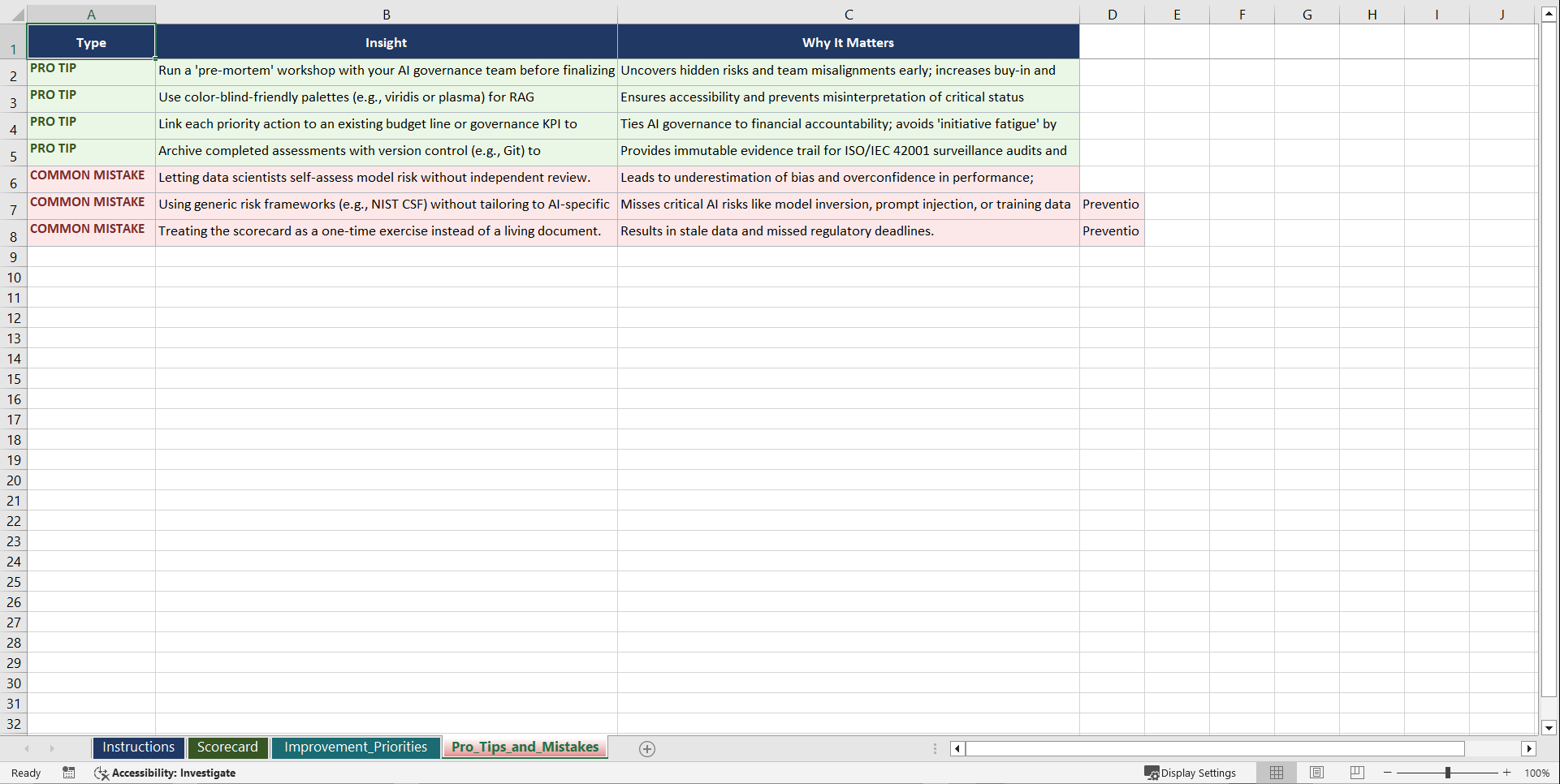 ISOIEC 42001 AI Governance for Sovereign Financial Playbook (Excel template (XLSX)) Preview Image