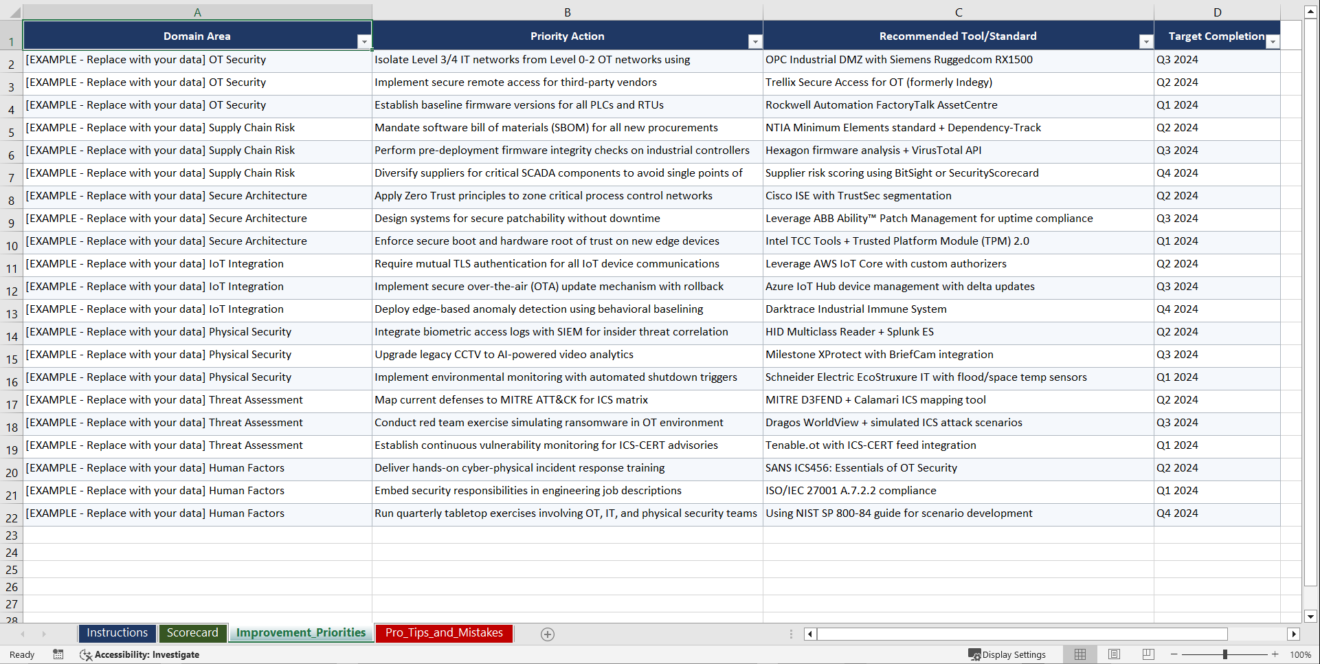 Security by Design for Critical Infrastructure & Playbook (Excel template (XLSX)) Preview Image