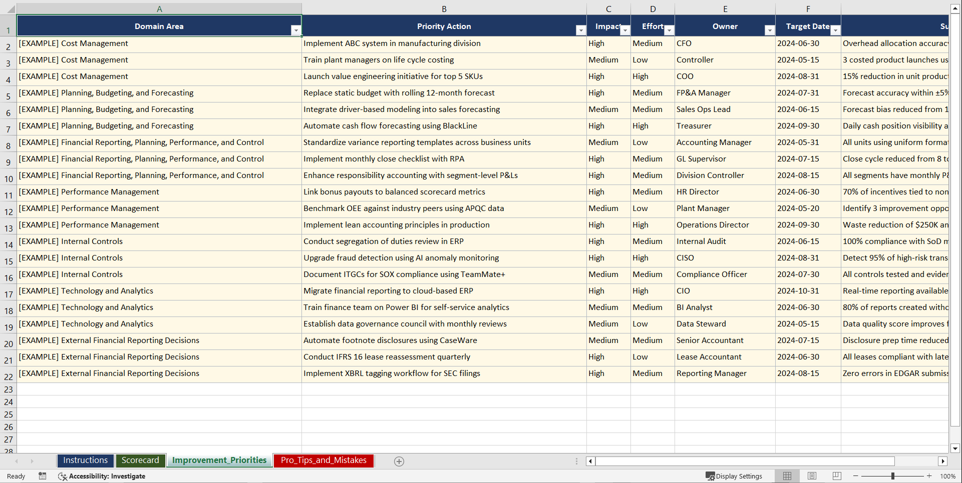 Certified Management Accountant Prep Playbook (Excel template (XLSX)) Preview Image