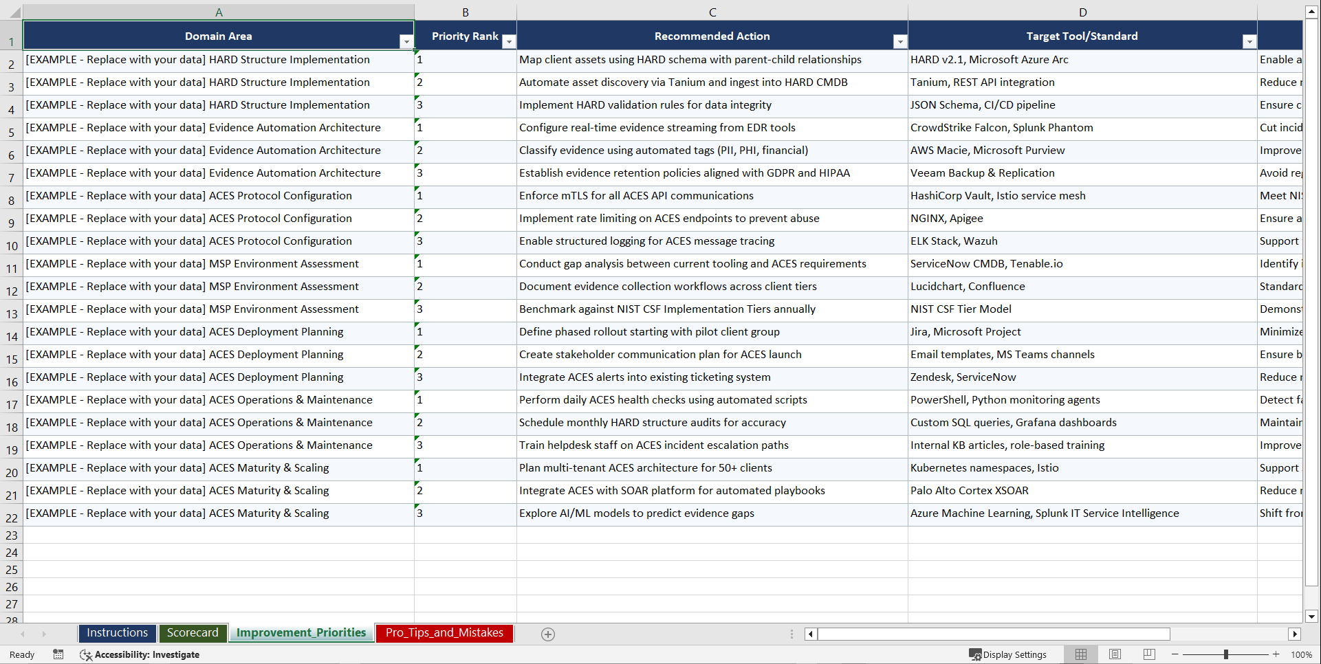 ACES for MSPs Automating Evidence Exchange Across Playbook (Excel template (XLSX)) Preview Image