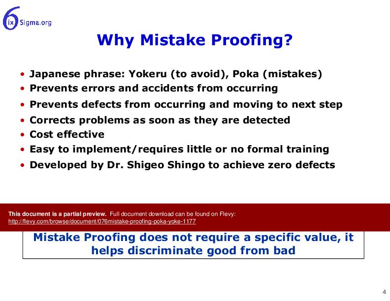 This is a partial preview of 076_Mistake Proofing Poka Yoke (17-slide PowerPoint presentation (PPTX)). Full document is 17 slides. 