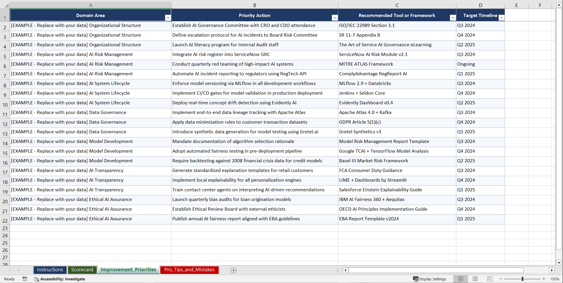 ISOIEC 22989 AI Governance for Financial Services Playbook (Excel template (XLSX)) Preview Image