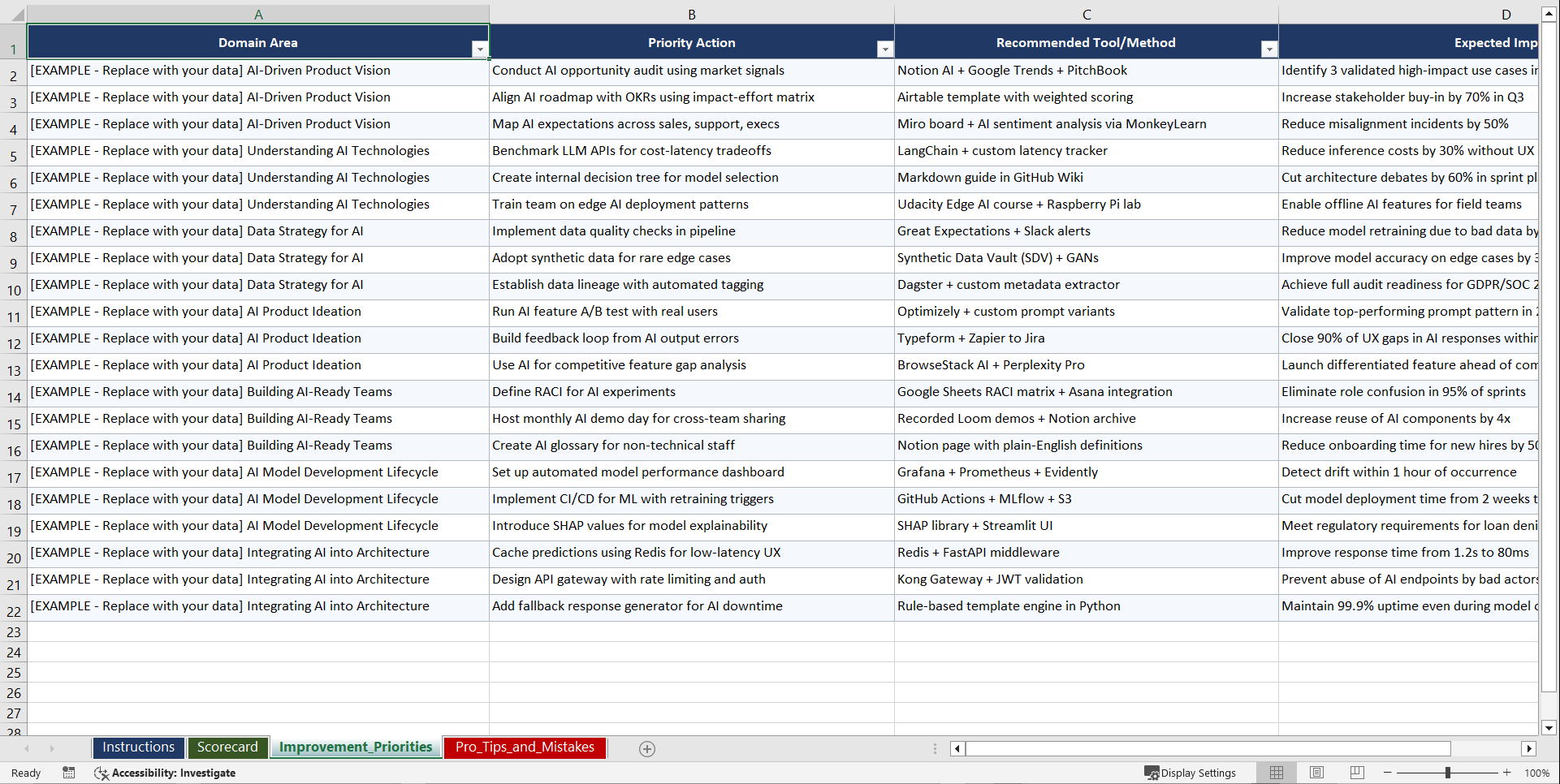 AI-Augmented Product Development for Tech-Savvy Playbook (Excel template (XLSX)) Preview Image