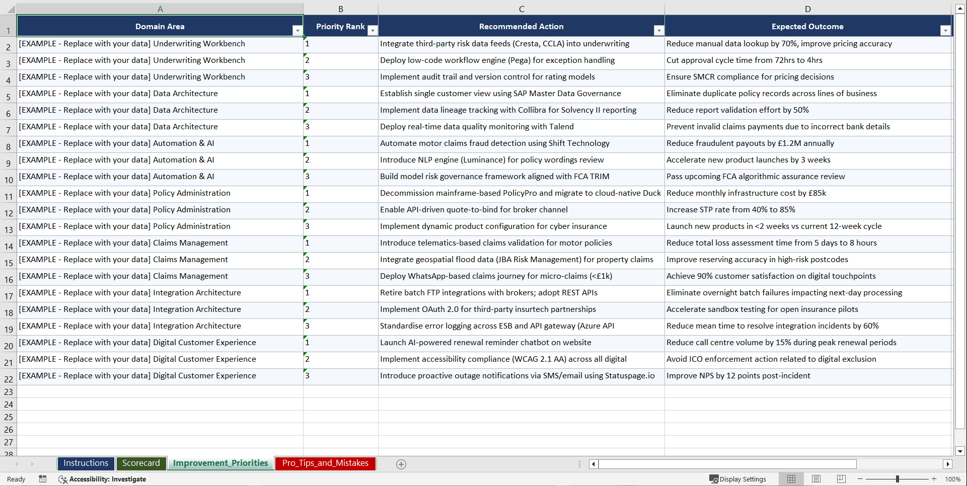 Modernising Core Systems for Digital Playbook (Excel template (XLSX)) Preview Image