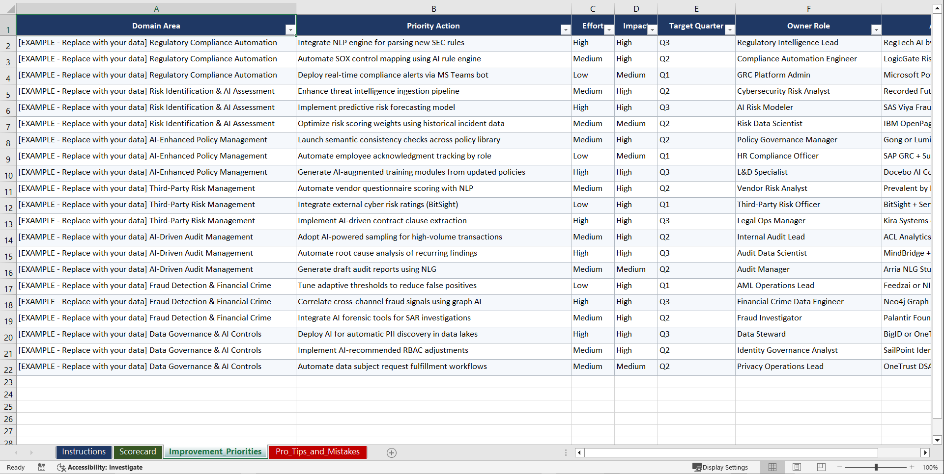 AI-Enabled GRC for SaaS Providers in Financial Playbook (Excel template (XLSX)) Preview Image