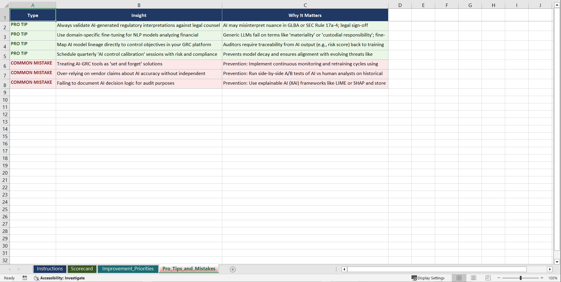 AI-Enabled GRC for SaaS Providers in Financial Playbook (Excel template (XLSX)) Preview Image