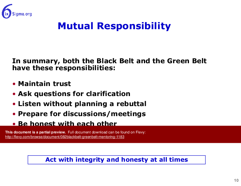 This is a partial preview of 082_BlackBelt GreenBelt Mentoring (35-slide PowerPoint presentation (PPTX)). Full document is 35 slides. 