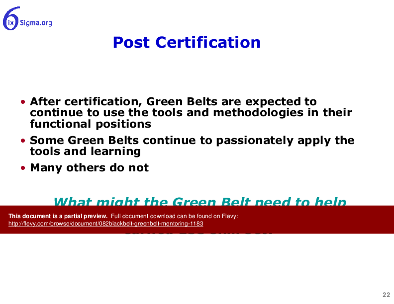 082_BlackBelt GreenBelt Mentoring (35-slide PPT PowerPoint presentation (PPTX)) Preview Image