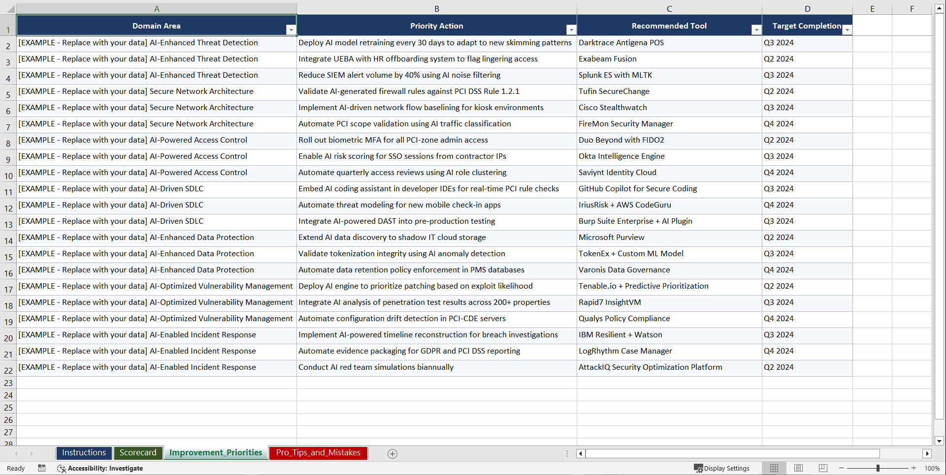 PCI DSS 40 AI-Enhanced Payment Security Playbook (Excel template (XLSX)) Preview Image
