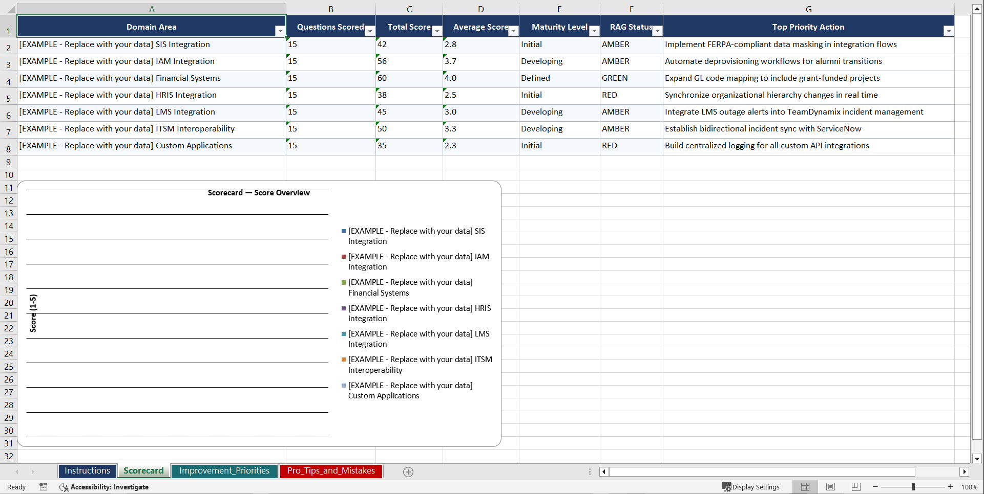 TeamDynamix Work ISO 9001/14001/45001 iPaaS Integration Playbook (Excel template (XLSX)) Preview Image